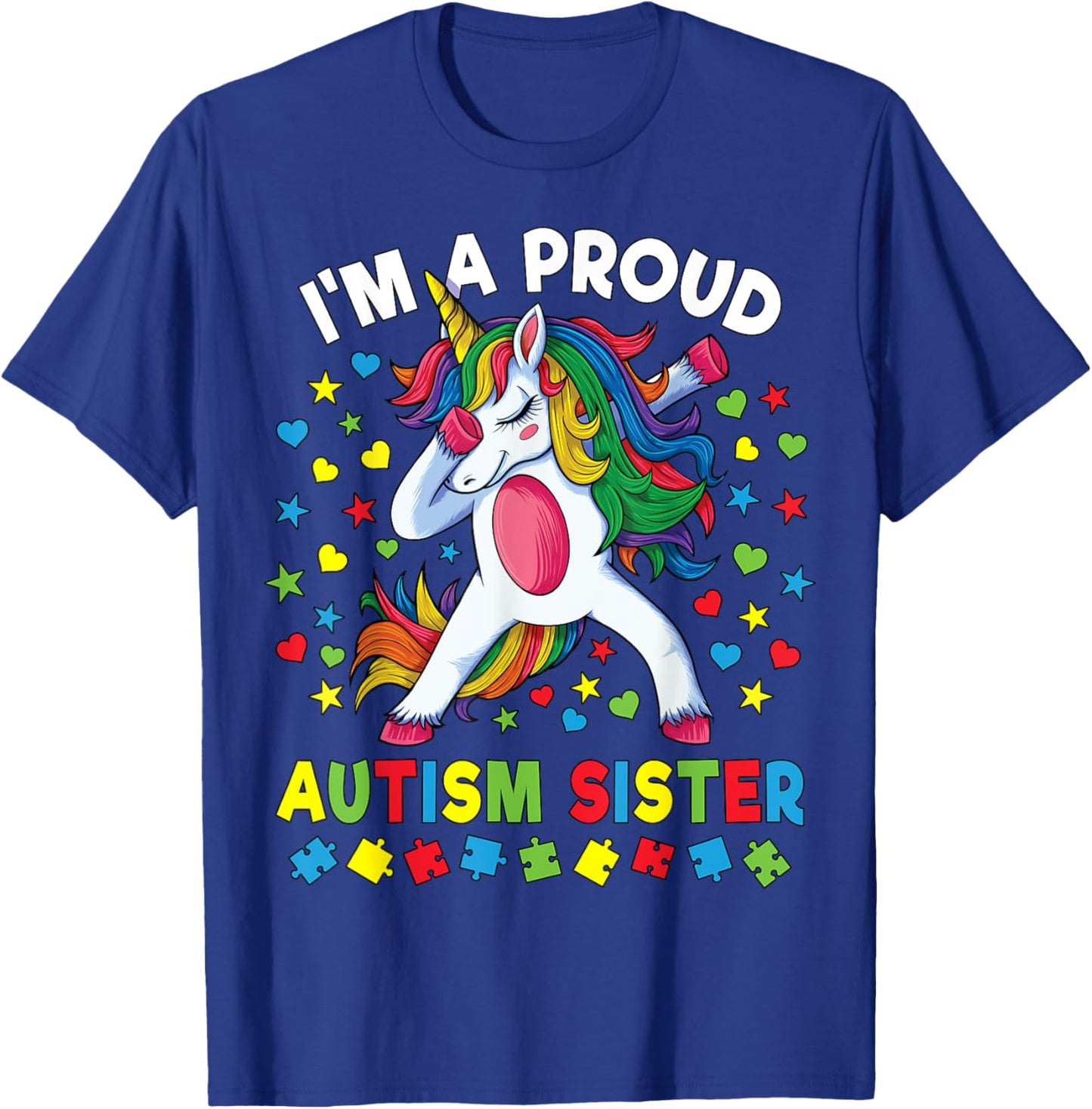 Autism Awareness Dabbing Unicorn Girl Proud Autism Sister T-Shirt - T-Shirt | Royal