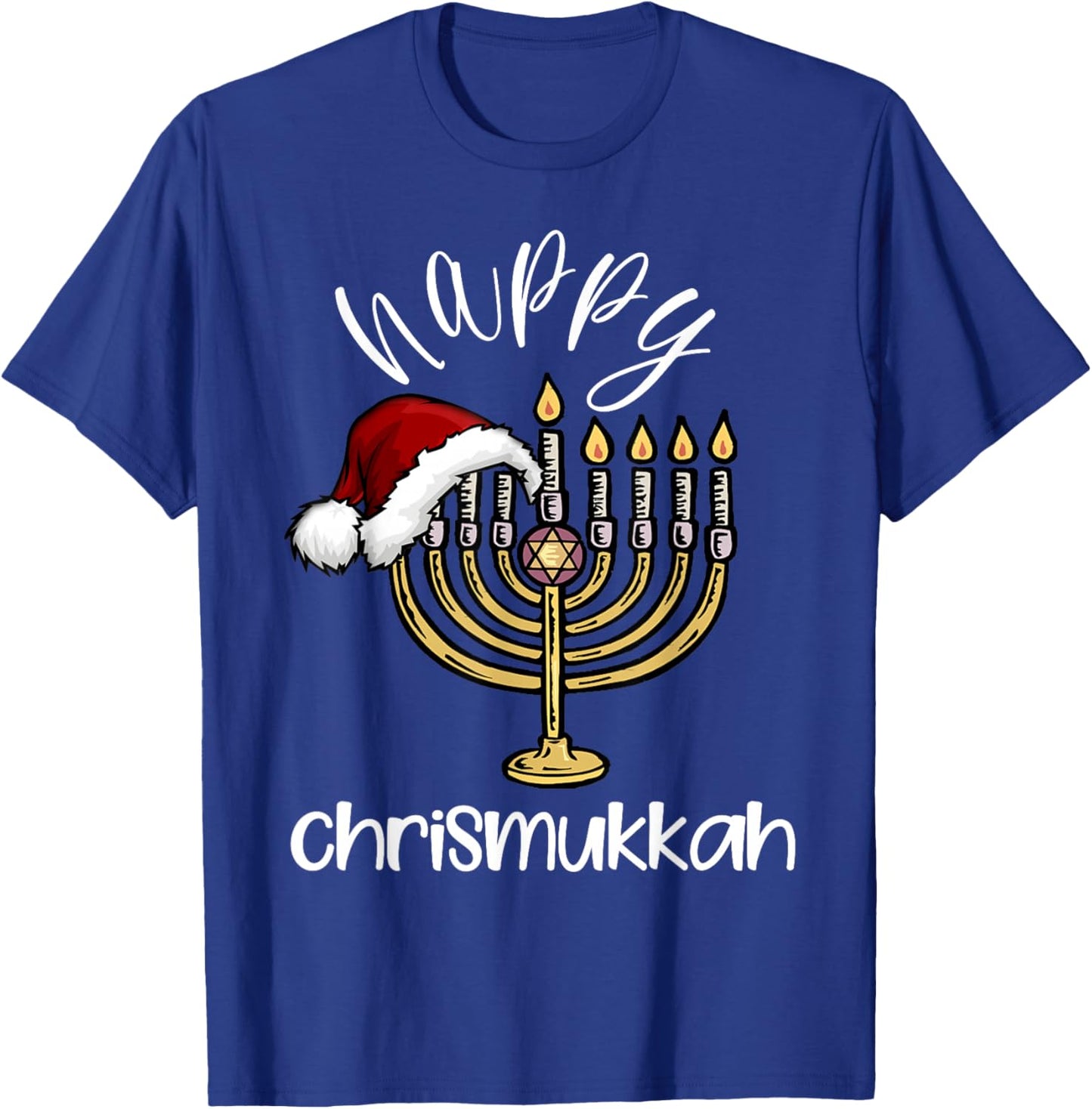 merry chrismukkah happy hanukkah christmas santa hat Xmas T-Shirt - T-Shirt | Royal