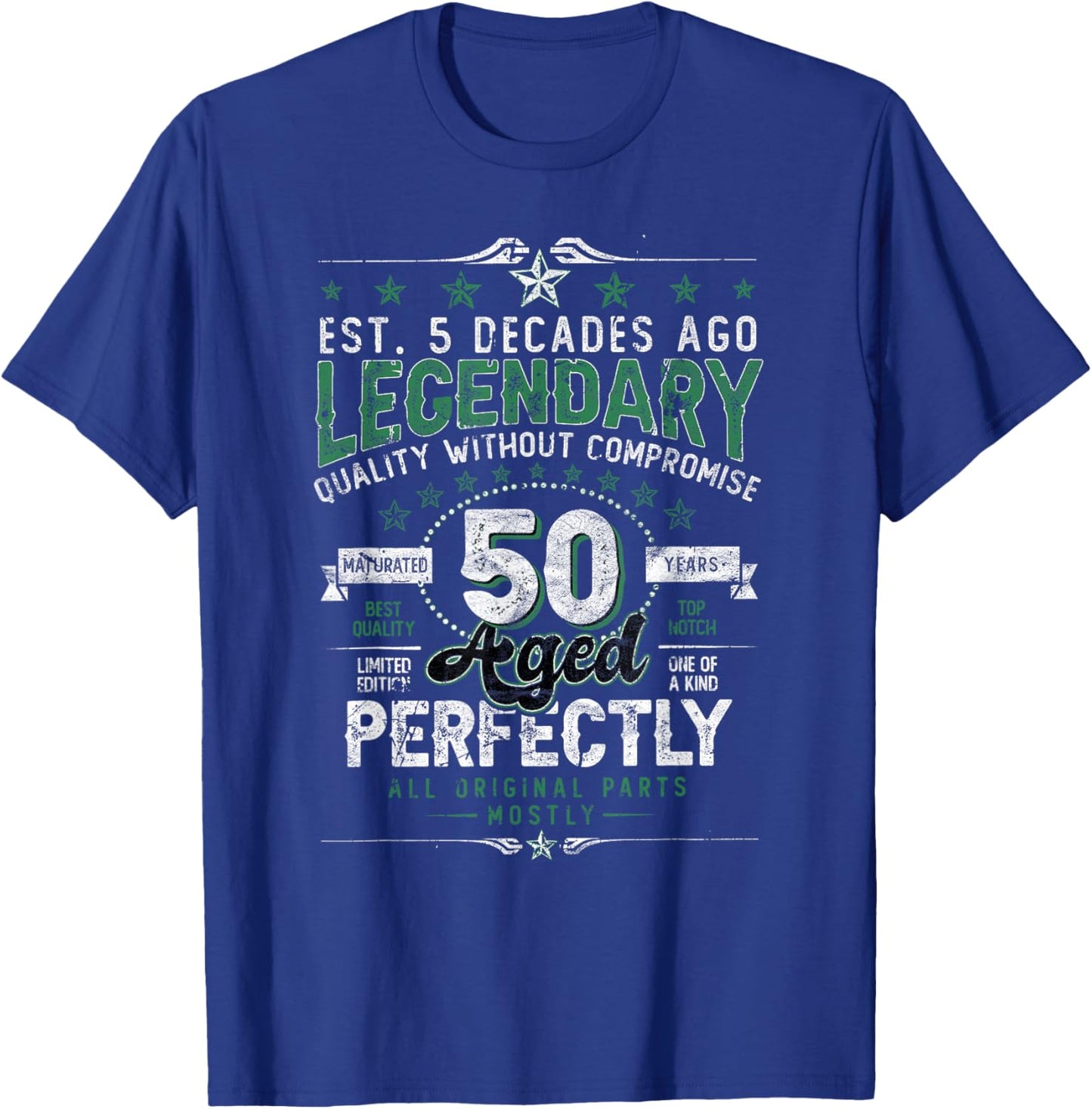 Vintage Legendary 50 Years Old Aged Perfectly 50th Birthday T-Shirt - T-Shirt | Royal