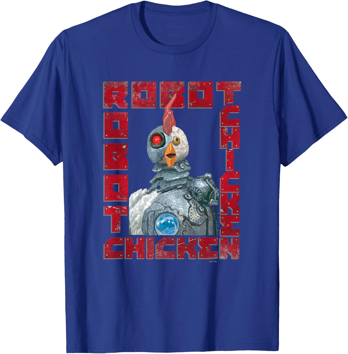 Robot Chicken Classic Mascot Metal Frame Vintage Portrait T-Shirt - T-Shirt | Royal