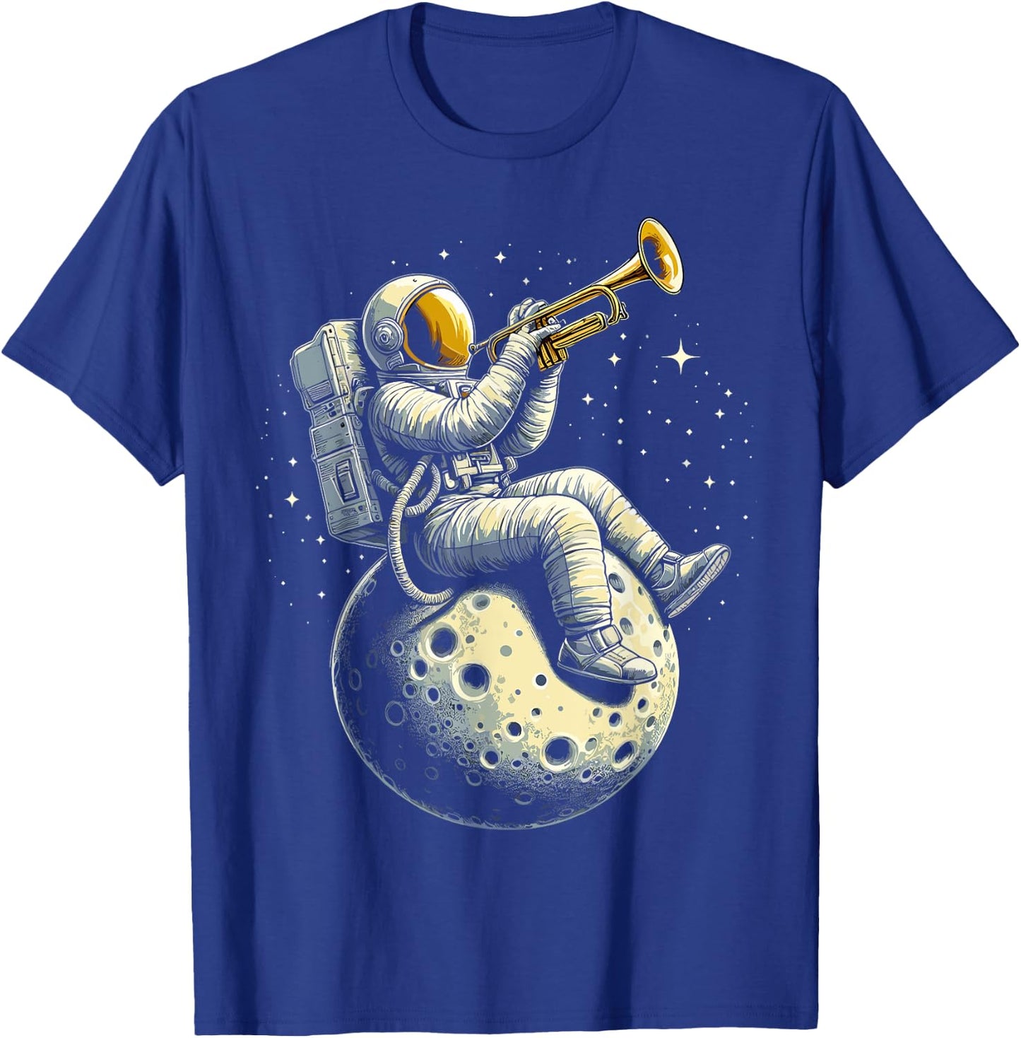 Astronaut Playing Trumpet Musician Player Music Expert T-Shirt - T-Shirt | Royal