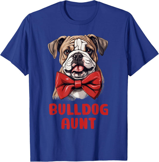 Cute Bulldog Aunt Dog Lovers Gift Funny Puppy Bulldog Owner Men Women Kids T-Shirt - T-Shirt | Royal