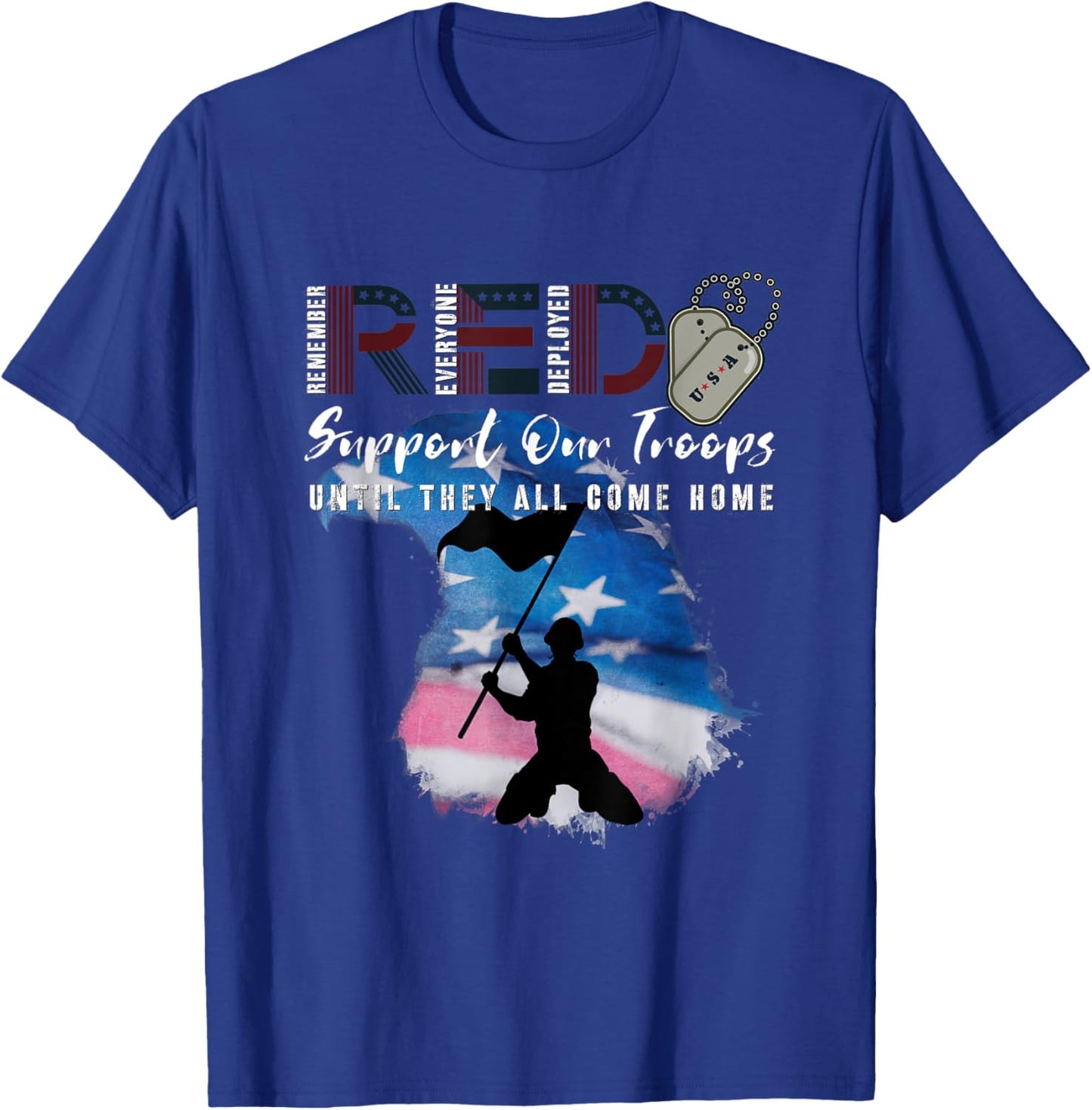 Red Friday Military We Wear Red Support Our troops US Flag T-Shirt - T-Shirt | Royal