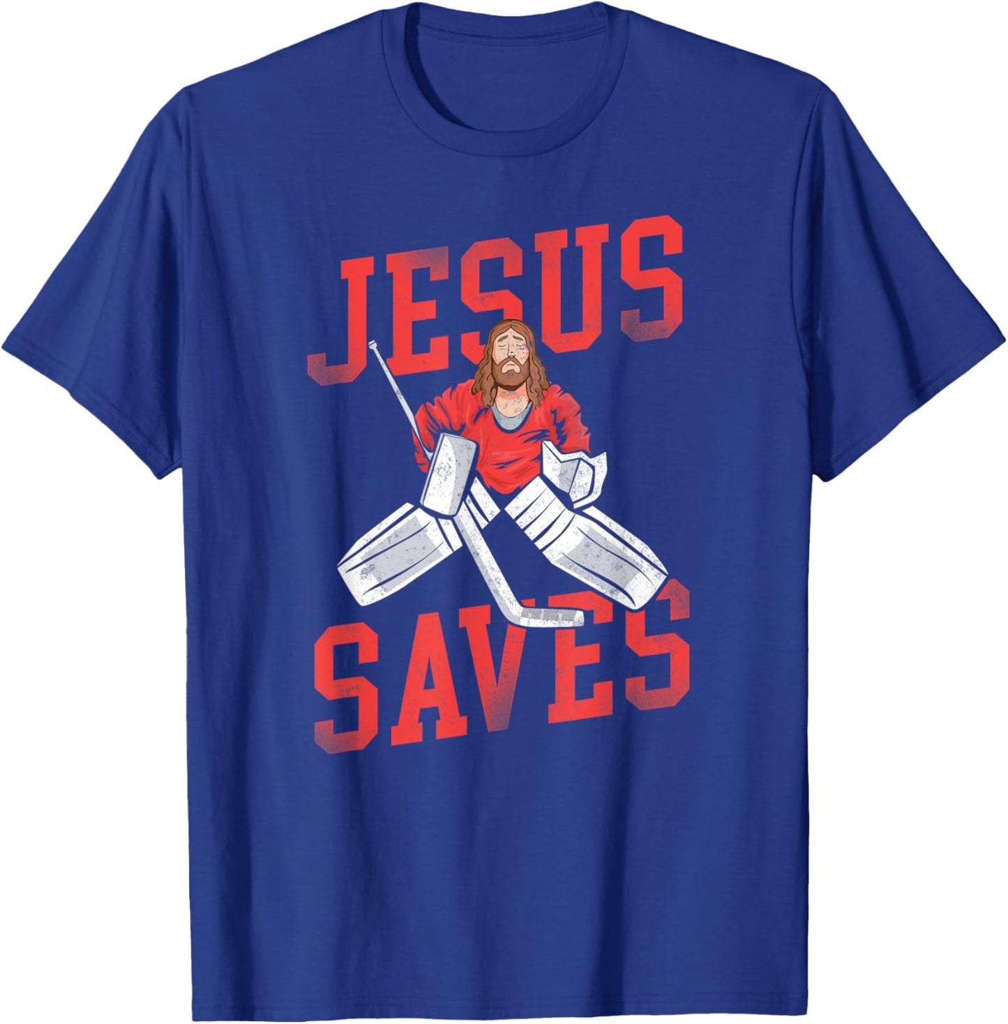 Ice Hockey Goalie Vintage Goalkeeper Jesus T-Shirt - T-Shirt | Royal