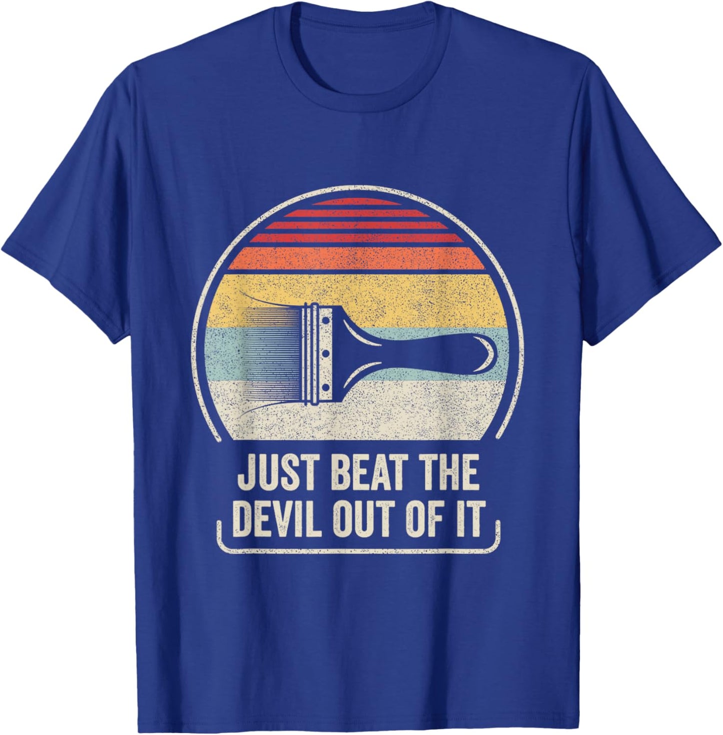 Catch Some Rays Retro Just Beat The Devil Out Of It Funny Artist Drawing Adult Classic Fit Collarless Short Sleeve - Black - S T-Shirt - T-Shirt | Royal