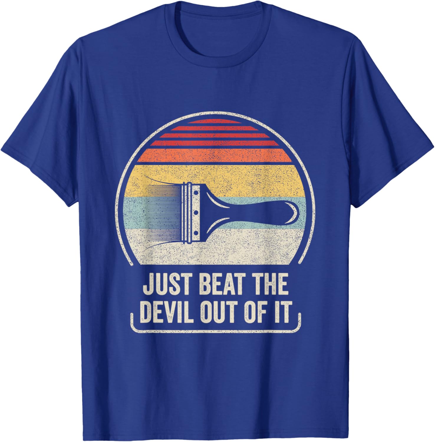 Catch Some Rays Retro Just Beat The Devil Out Of It Funny Artist Drawing Adult Classic Fit Collarless Short Sleeve - Black - S T-Shirt - T-Shirt | Royal