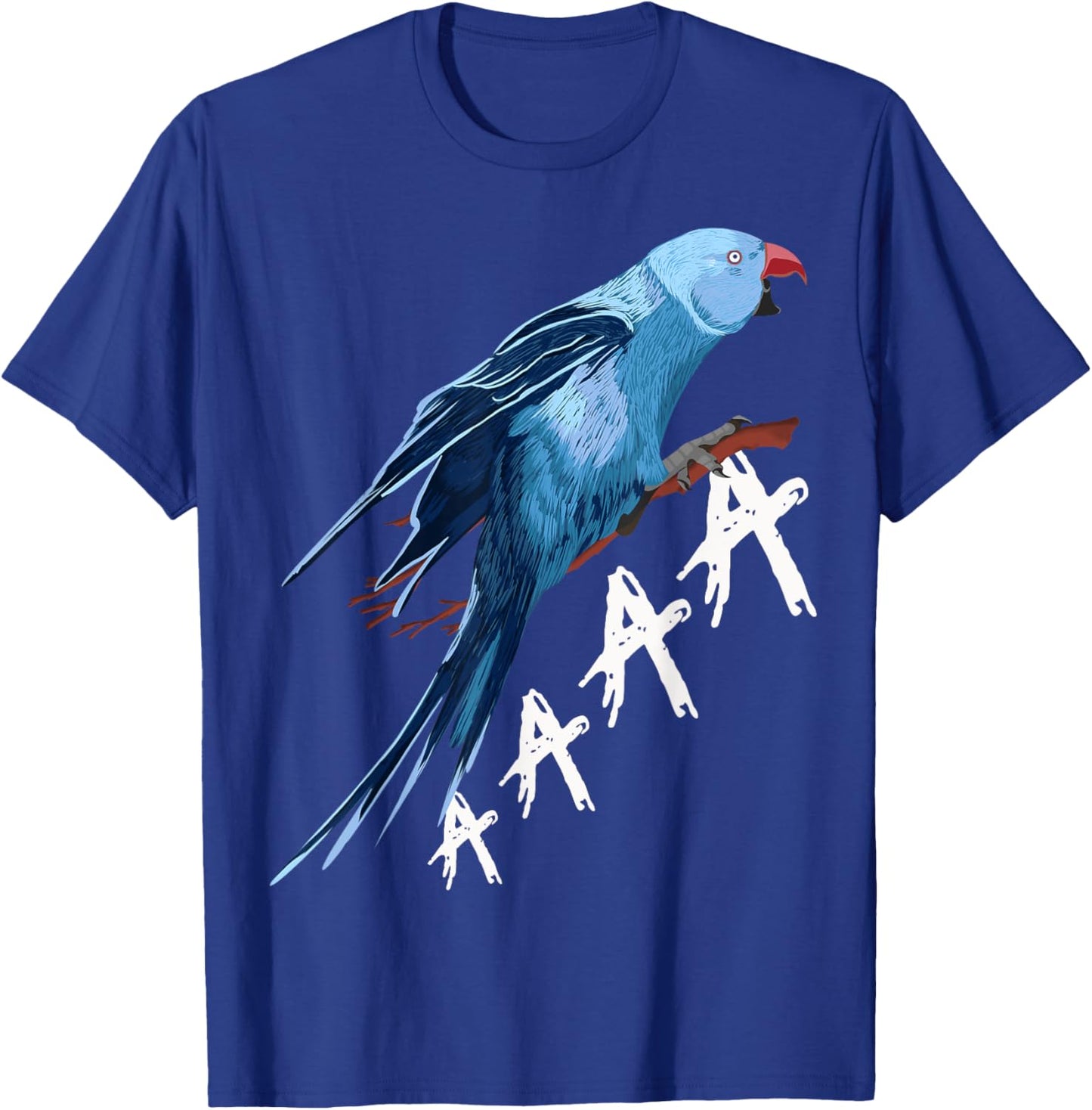Cute Indian Ringneck Screaming Parakeet Bird - Black, -Adults, Small, Short Sleeve, Modern Classic, Round Neck, Cotton 60% Polyester 40% T-Shirt - T-Shirt | Royal