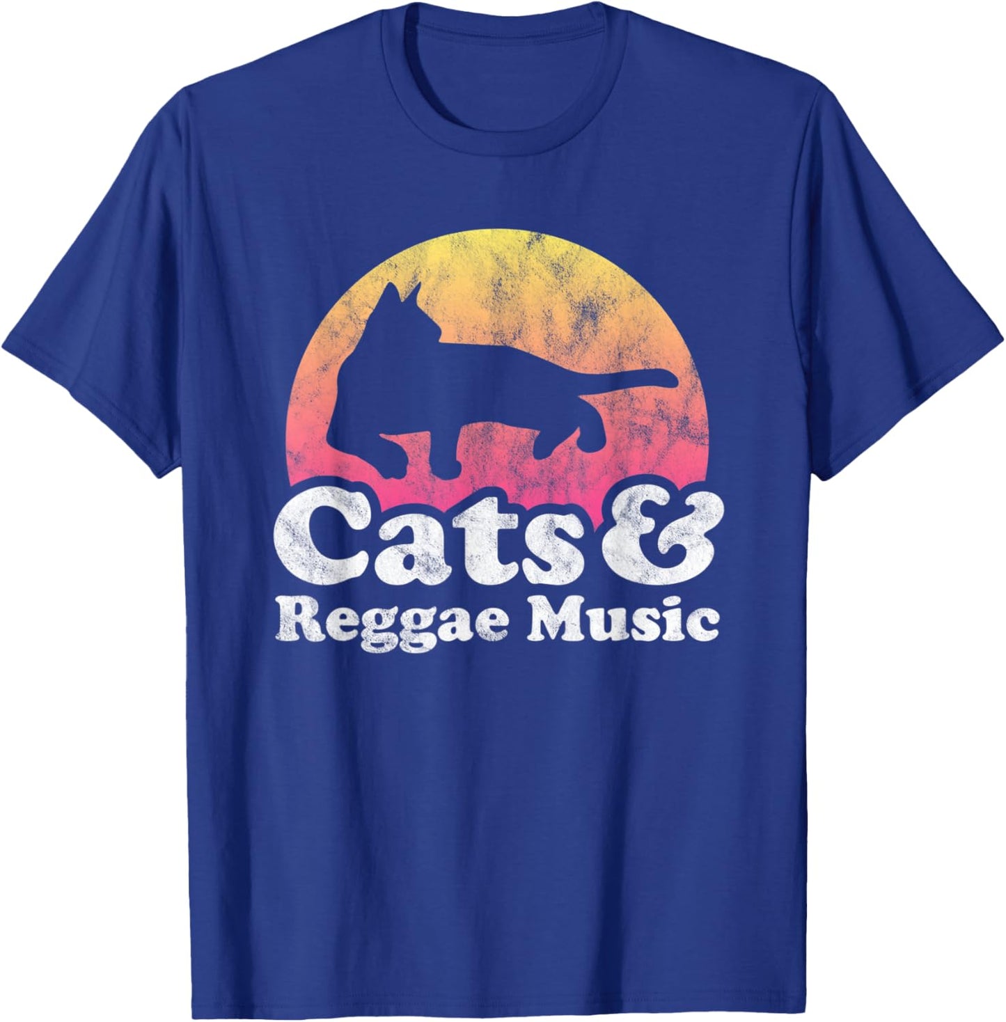 Cats and Reggae Music Men's or Women's Cat T-Shirt - T-Shirt | Royal