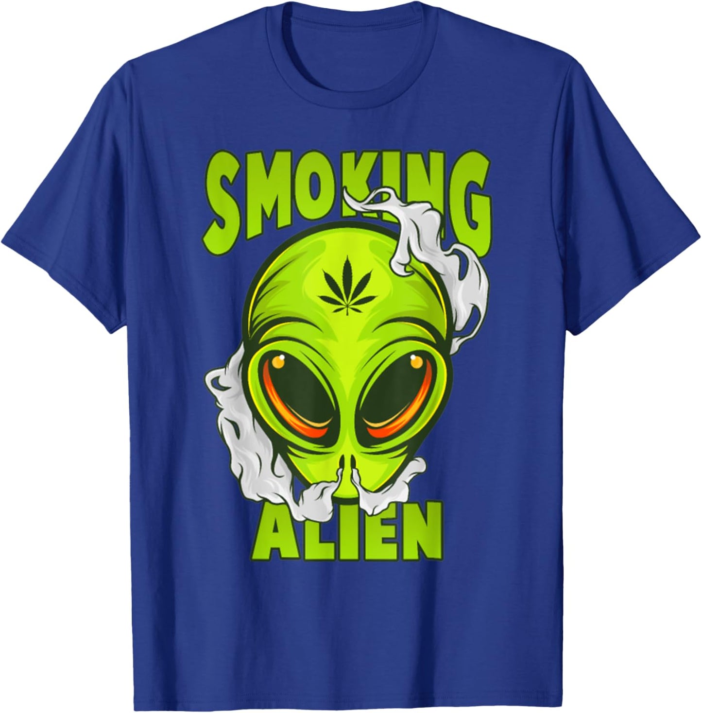 Smoking Alien Cannabis Marijuana Weed Lover Funny Stoner T-Shirt - T-Shirt | Royal