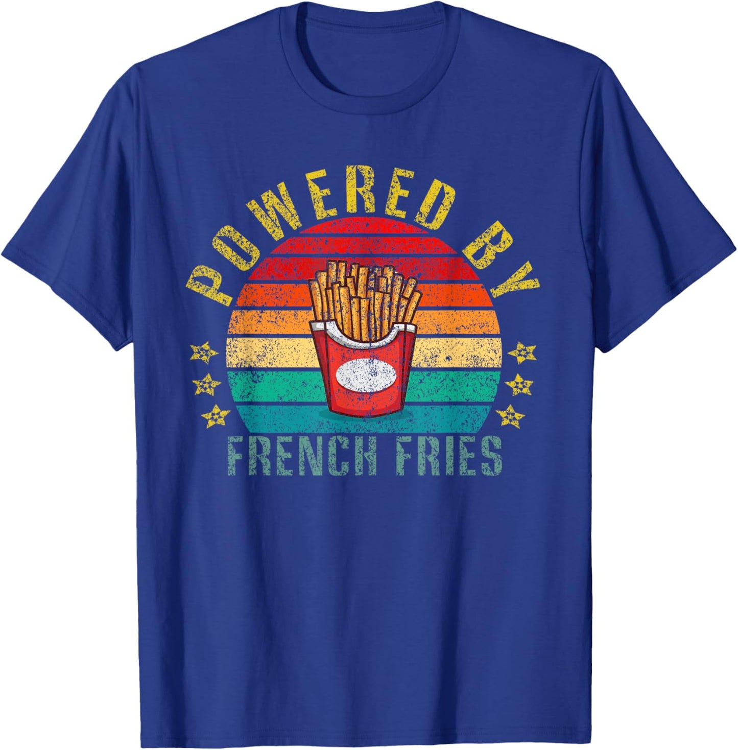 Powered By French Fries Funny Retro T-Shirt - T-Shirt | Royal