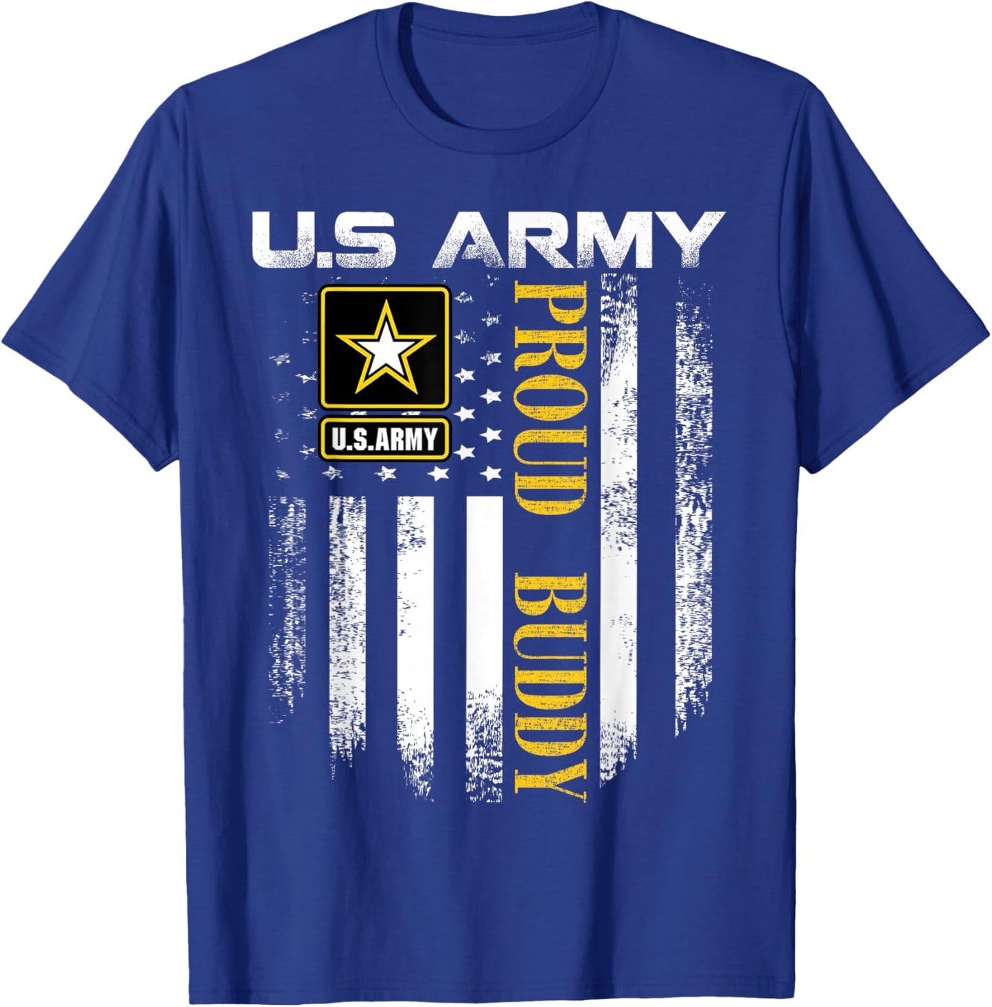 Vintage U.S. Army Proud Buddy With American Flag Gift T-Shirt - T-Shirt | Royal