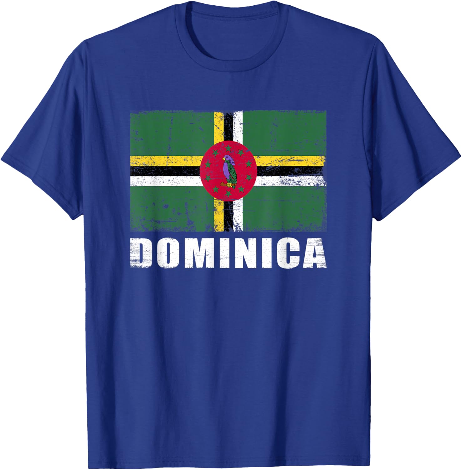 Dominica Flag Design Grunge Country Flag Dominica T-Shirt - T-Shirt | Royal