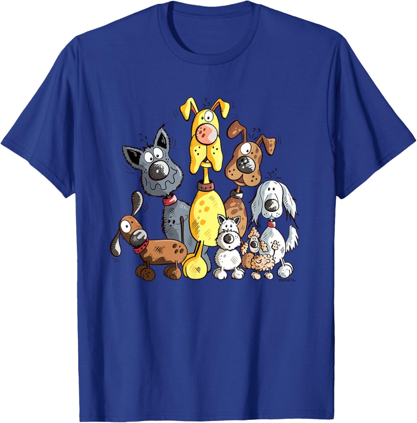 Colorful Dog Team I Dog Cartoon Dog Mom Dad Dog Lover T-Shirt - T-Shirt | Royal