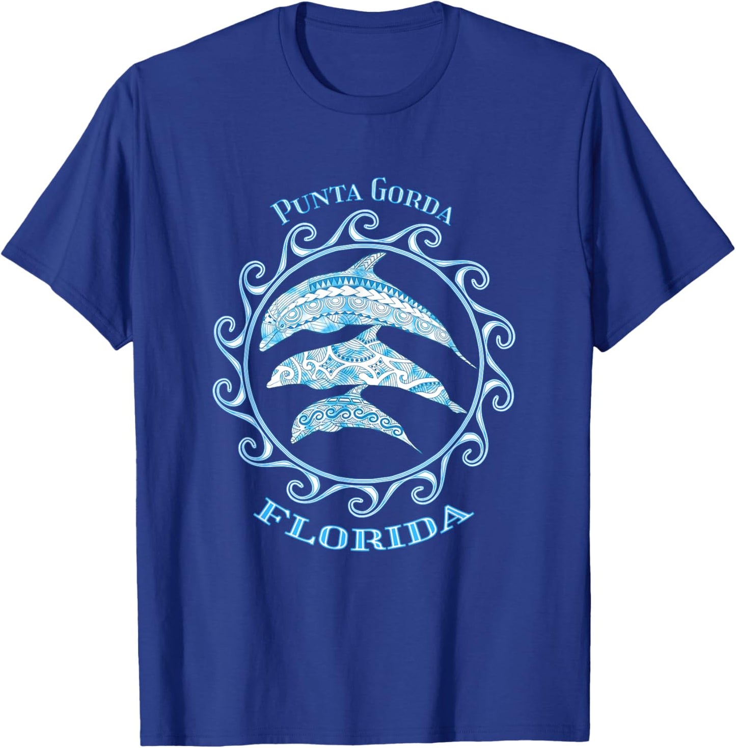 Punta Gorda Florida Tribal Dolphins Ocean Animals T-Shirt - T-Shirt | Royal