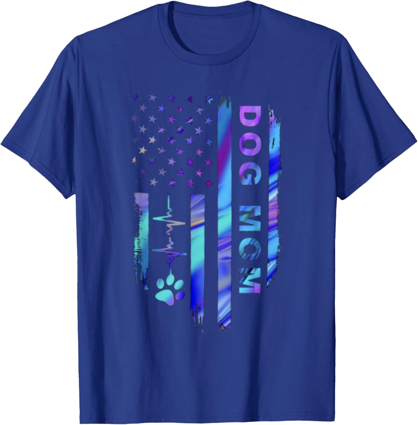 Dog Mom America Flag Color Women T-Shirt - T-Shirt | Royal