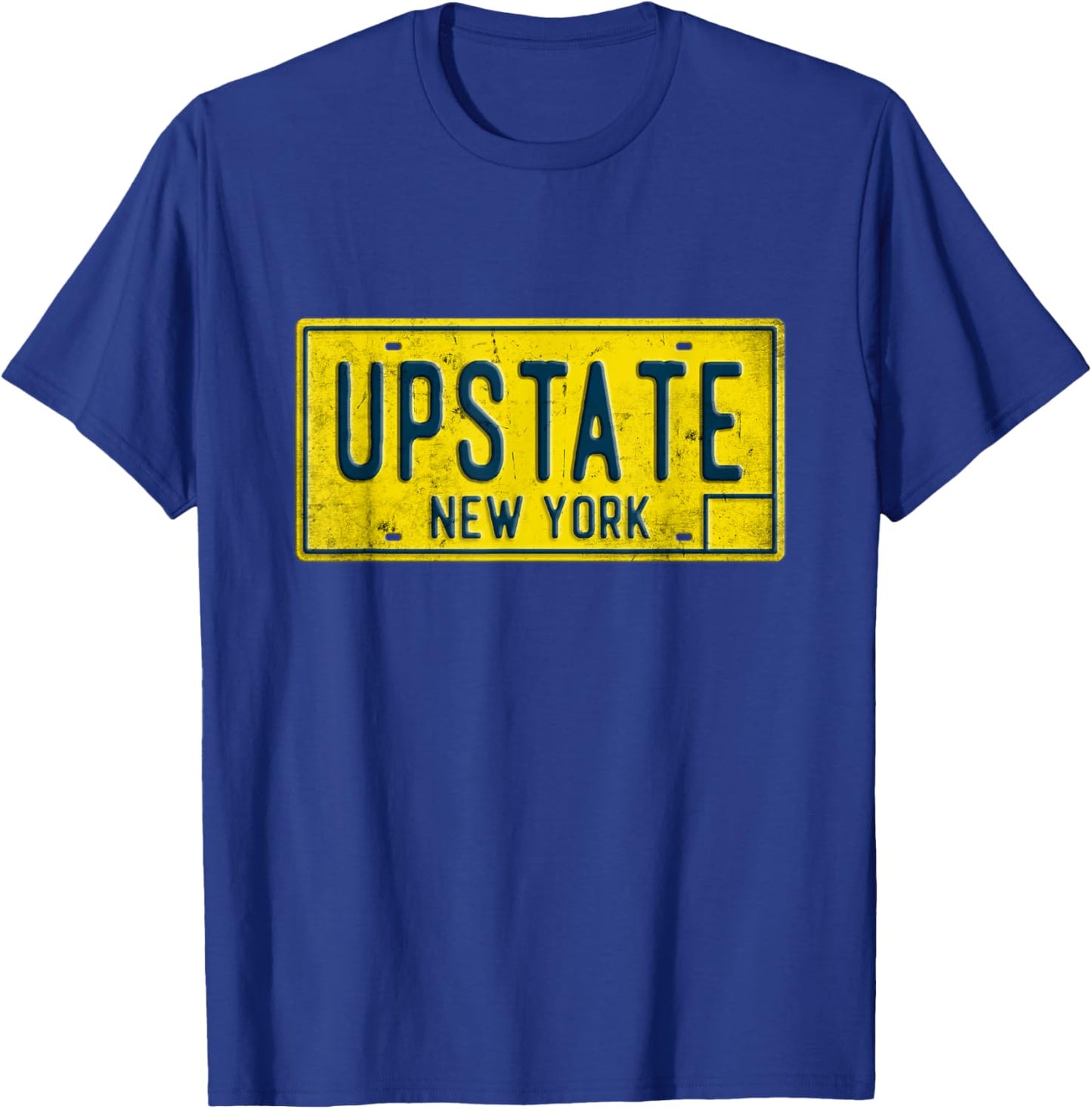 Upstate NY Vintage Retro New York Home Town License Plate T-Shirt - T-Shirt | Royal