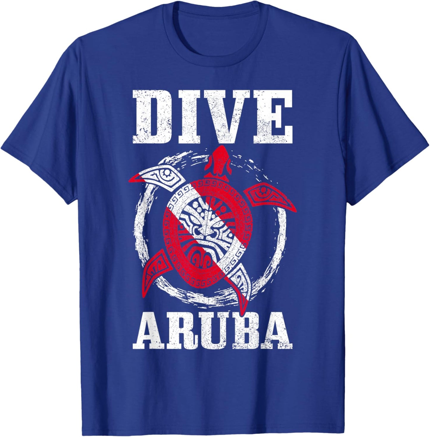 Aruba Diving Flag Sea Turtle Diver Diving T-Shirt - T-Shirt | Royal