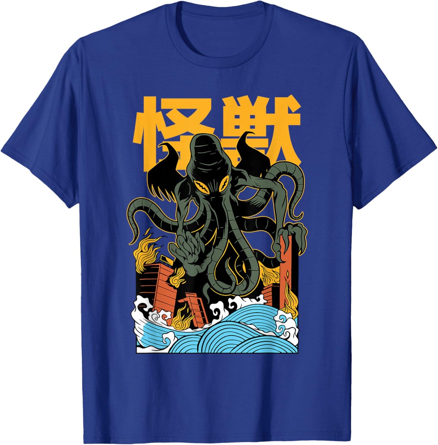 Japanese Japan Kaiju Monster Chutlulu Octopus Manga Anime T-Shirt - T-Shirt | Royal