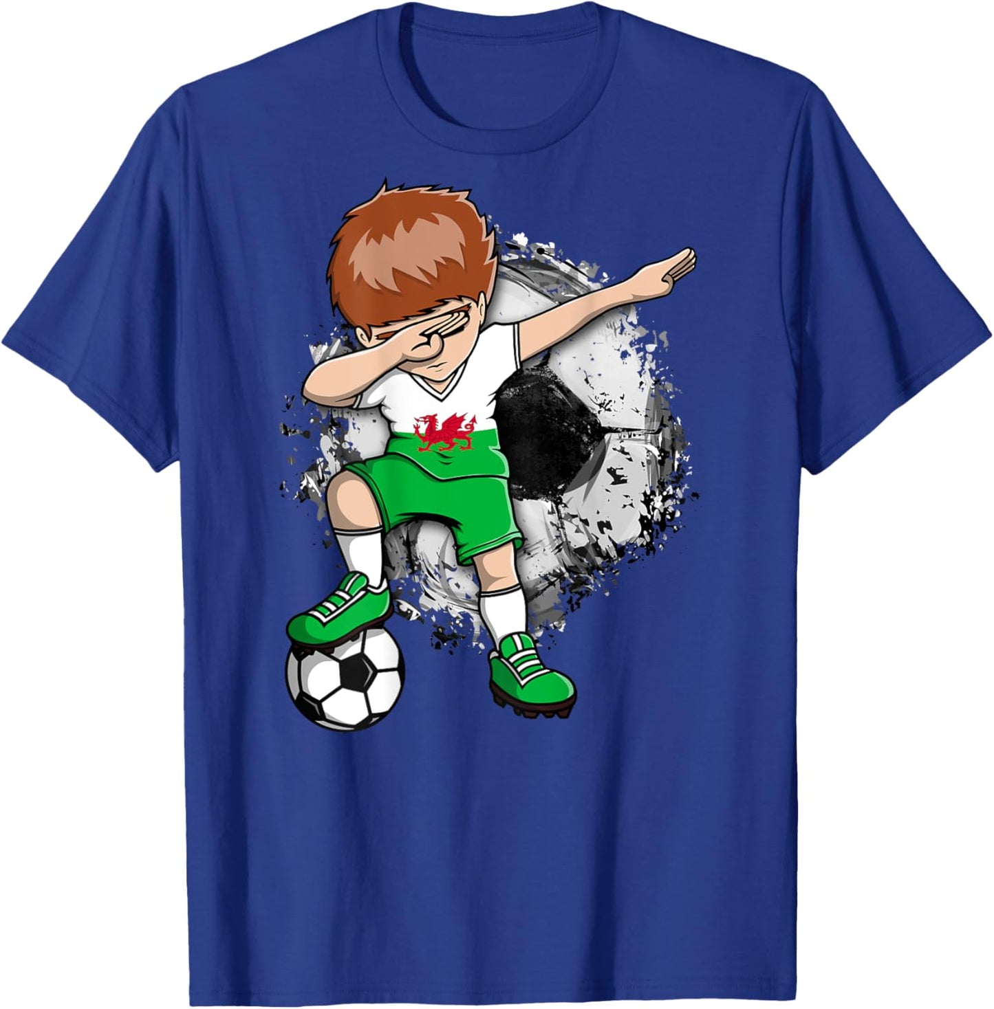 Dabbing Soccer Boy - Wales Jersey Welsh Football Lover Sport T-Shirt - T-Shirt | Royal