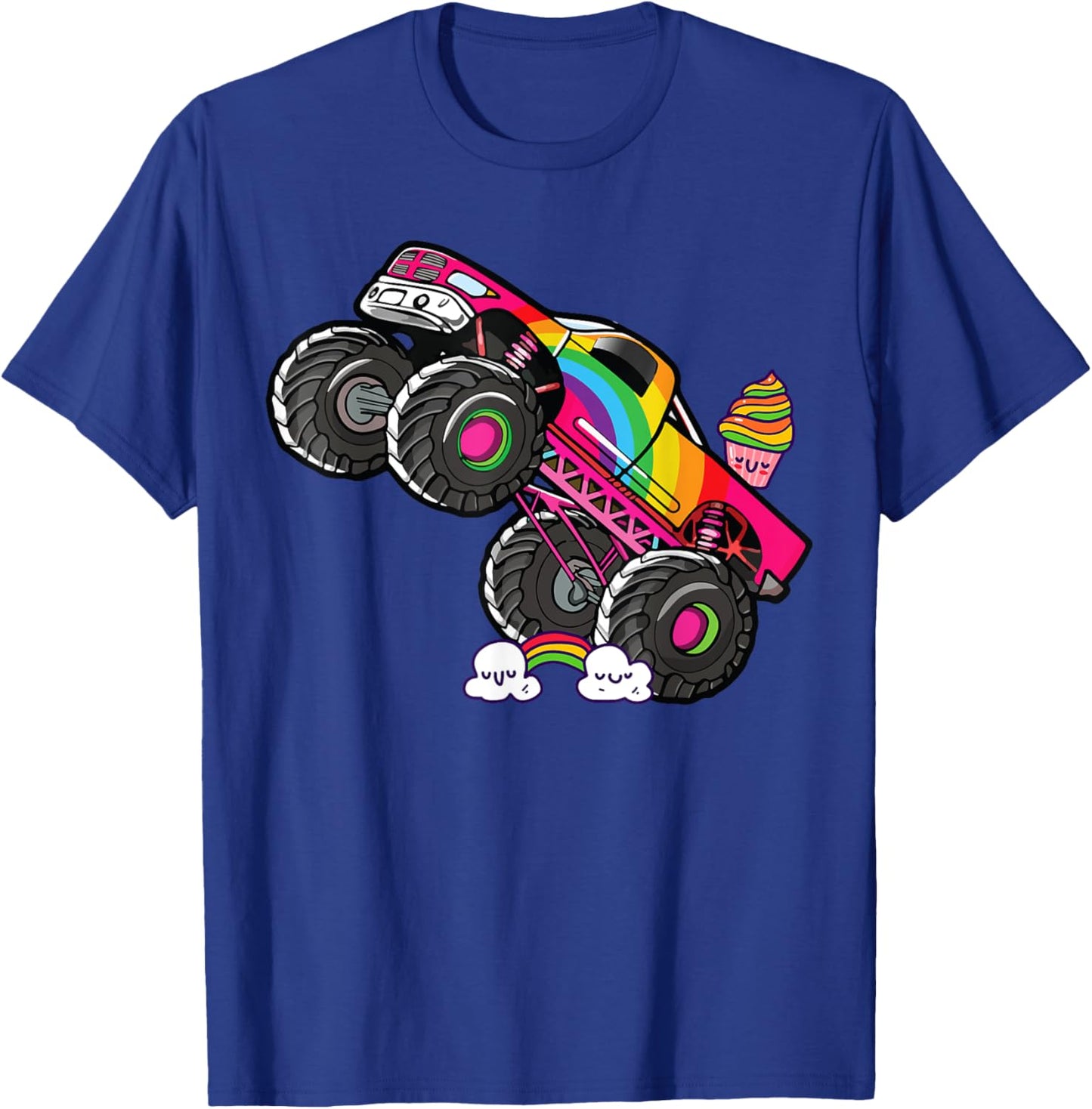 Girls Monster Truck Pink Rainbow Monster Truck Girl Women T-Shirt - T-Shirt | Royal
