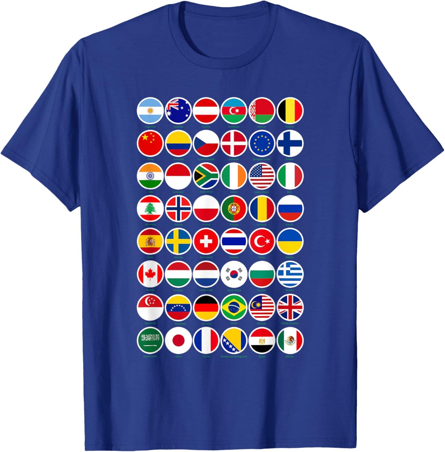 Flags of the Countries of the World Graphic Cool Designs T-Shirt - T-Shirt | Royal