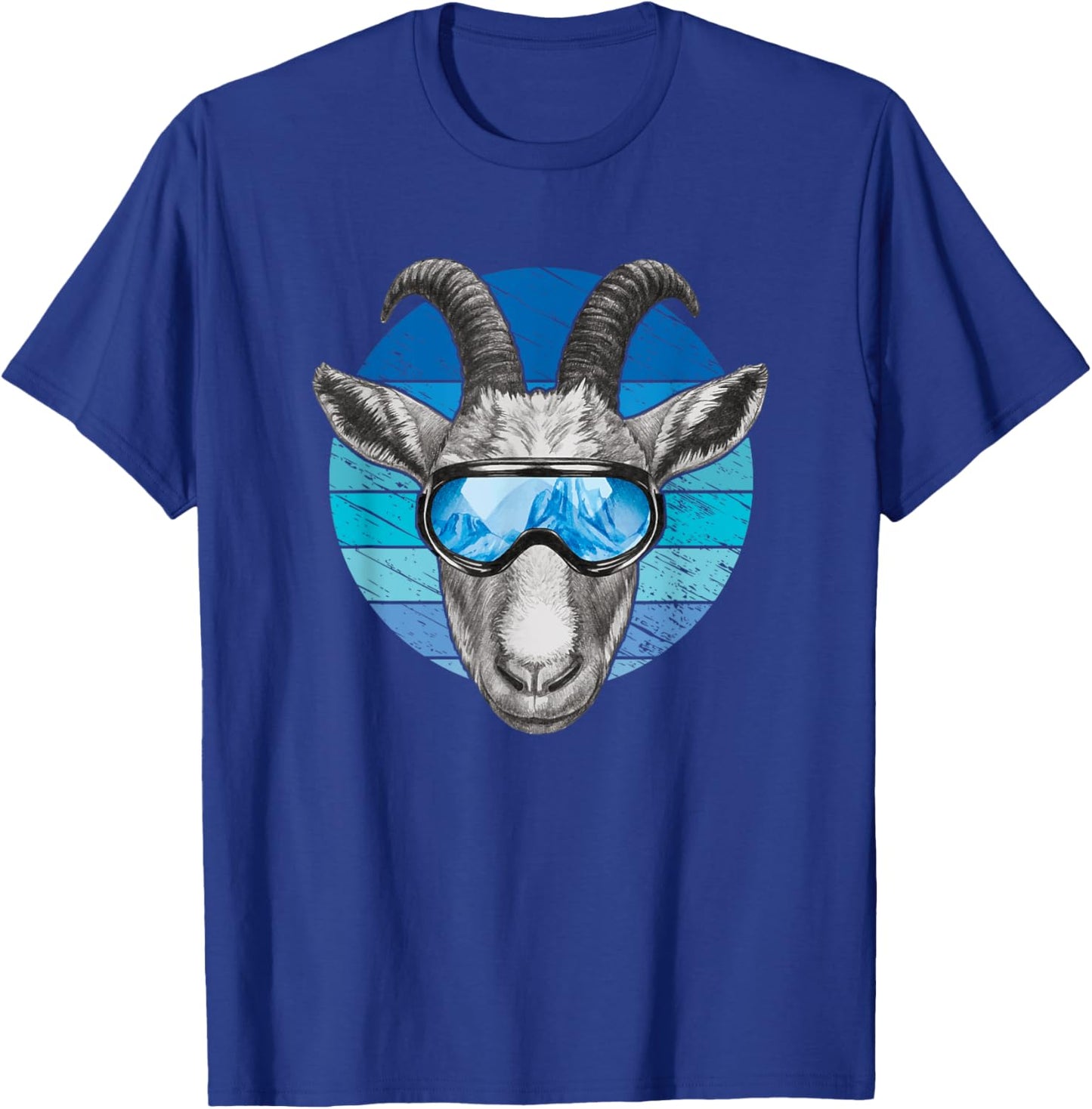 Funny goat with ski goggles T-Shirt - T-Shirt | Royal