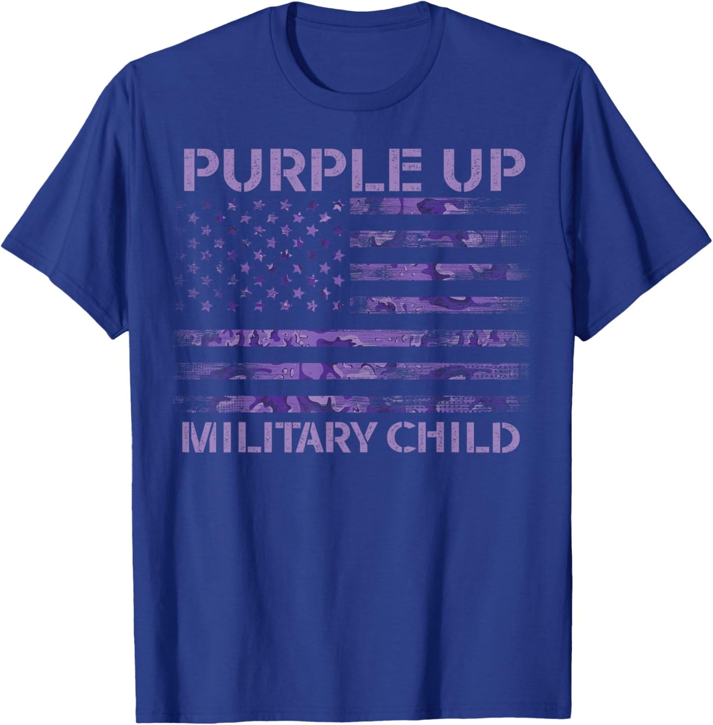 Purple Up Military Strong Child Kids Support Appreciation T-Shirt - T-Shirt | Royal