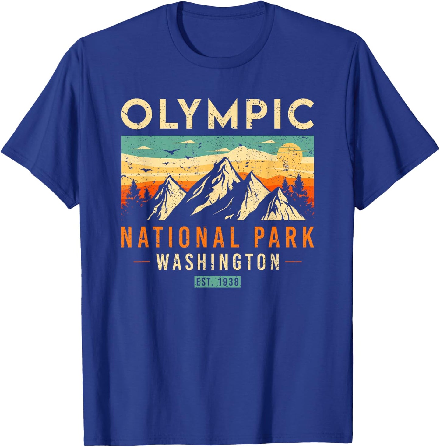 National Parks US Store Olympic Est 1938 Washington Retro National Park T-Shirt - T-Shirt | Royal