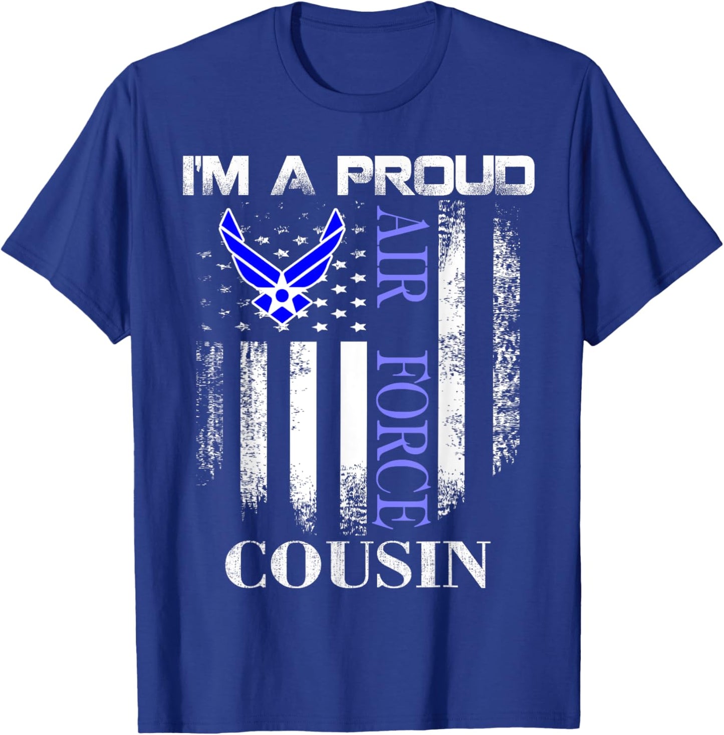 Vintage I'm A Proud Air Force Cousin With American Flag T-Shirt - T-Shirt | Royal