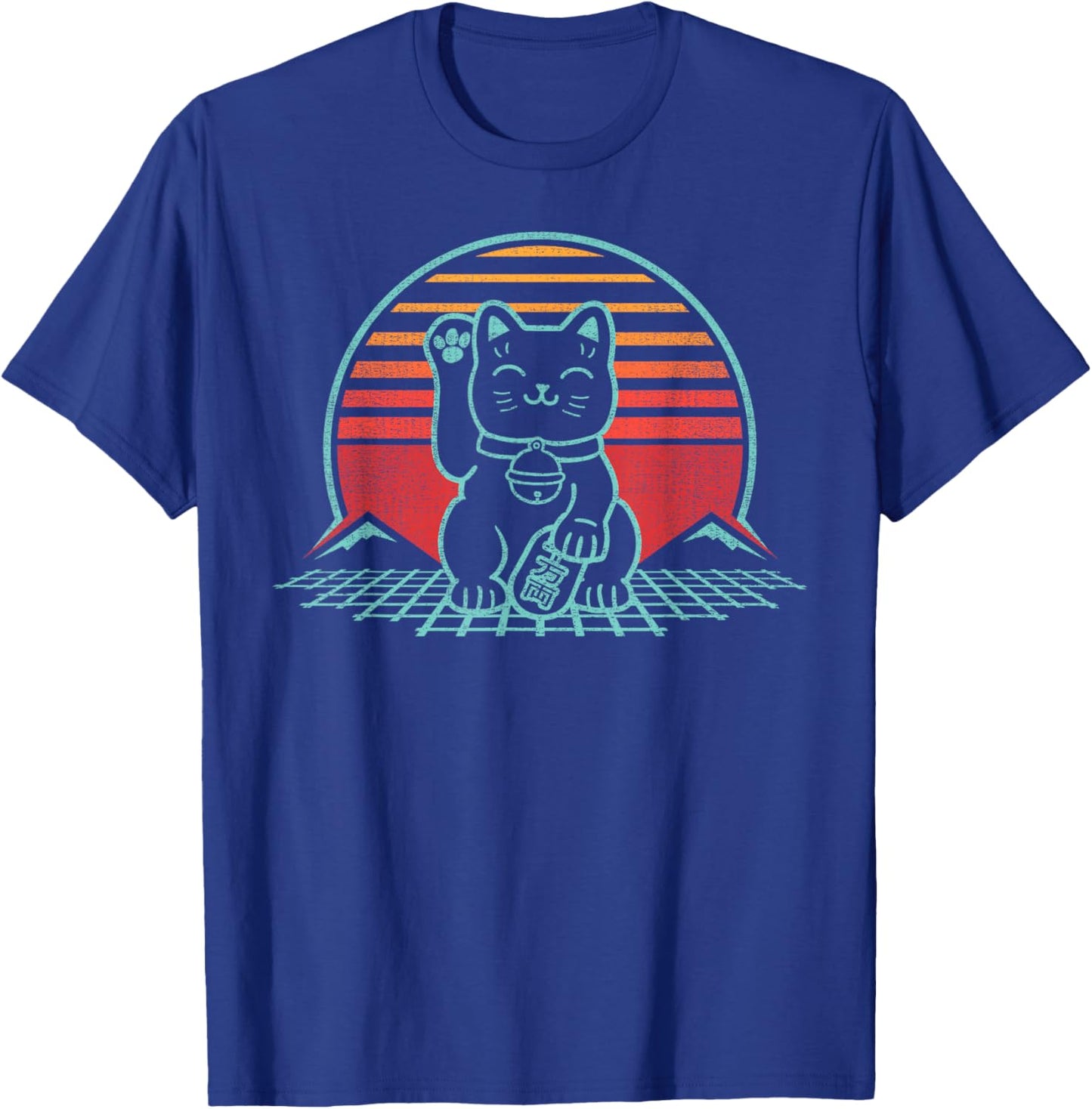 Maneki Neko Japanese Lucky Cat Retro Aesthetic Kawaii Small T-Shirt - T-Shirt | Royal