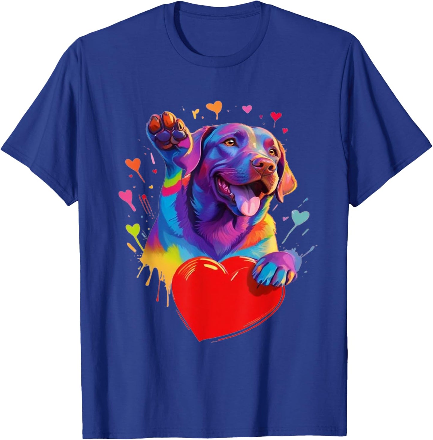 Labrador Retriever Shirt - Colorful Labrador Heart Graphic T-Shirt - T-Shirt | Royal