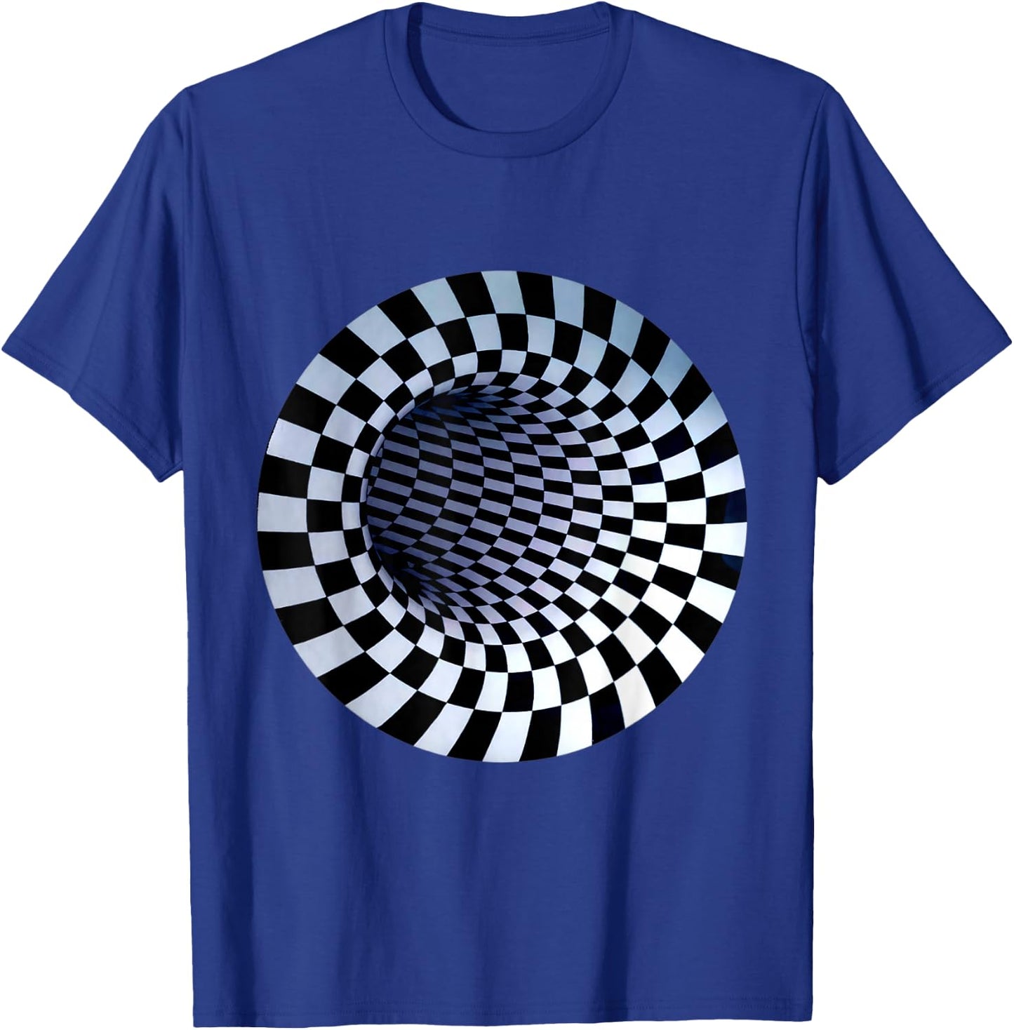 Hole Designs Women's Checkered Optical Illusion , Black, Small T-Shirt - T-Shirt | Royal