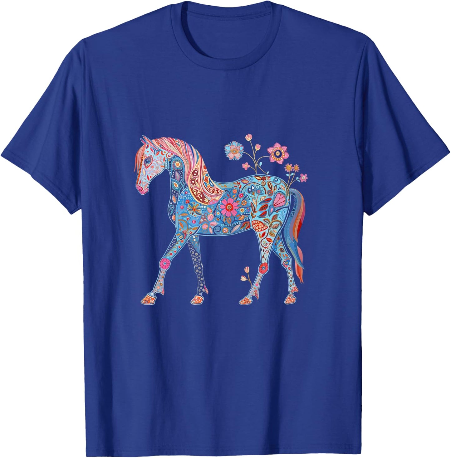 Horse Flowers Horseback Riding Equestrian Horse Girls Kids T-Shirt - T-Shirt | Royal