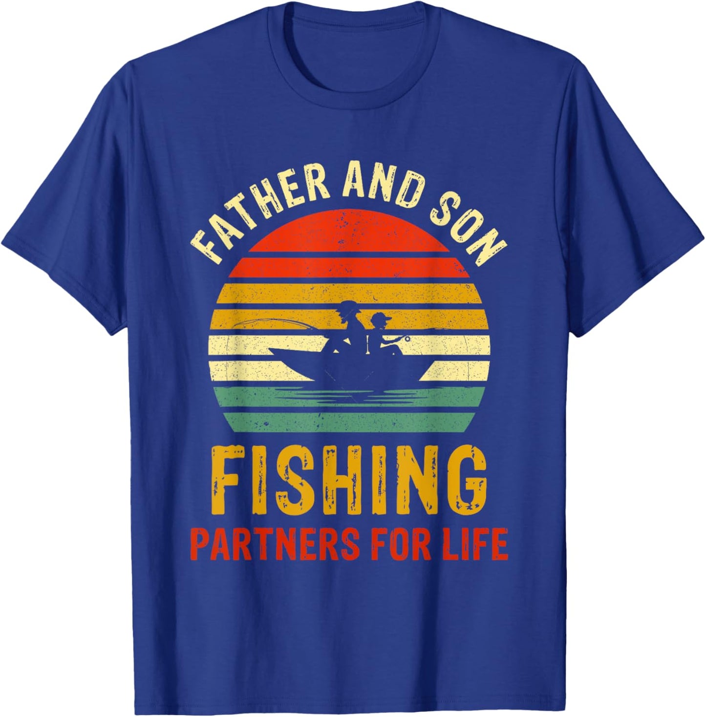 Vintage Dad And Son Fishing Partners For Life Fathers Day T-Shirt - T-Shirt | Royal