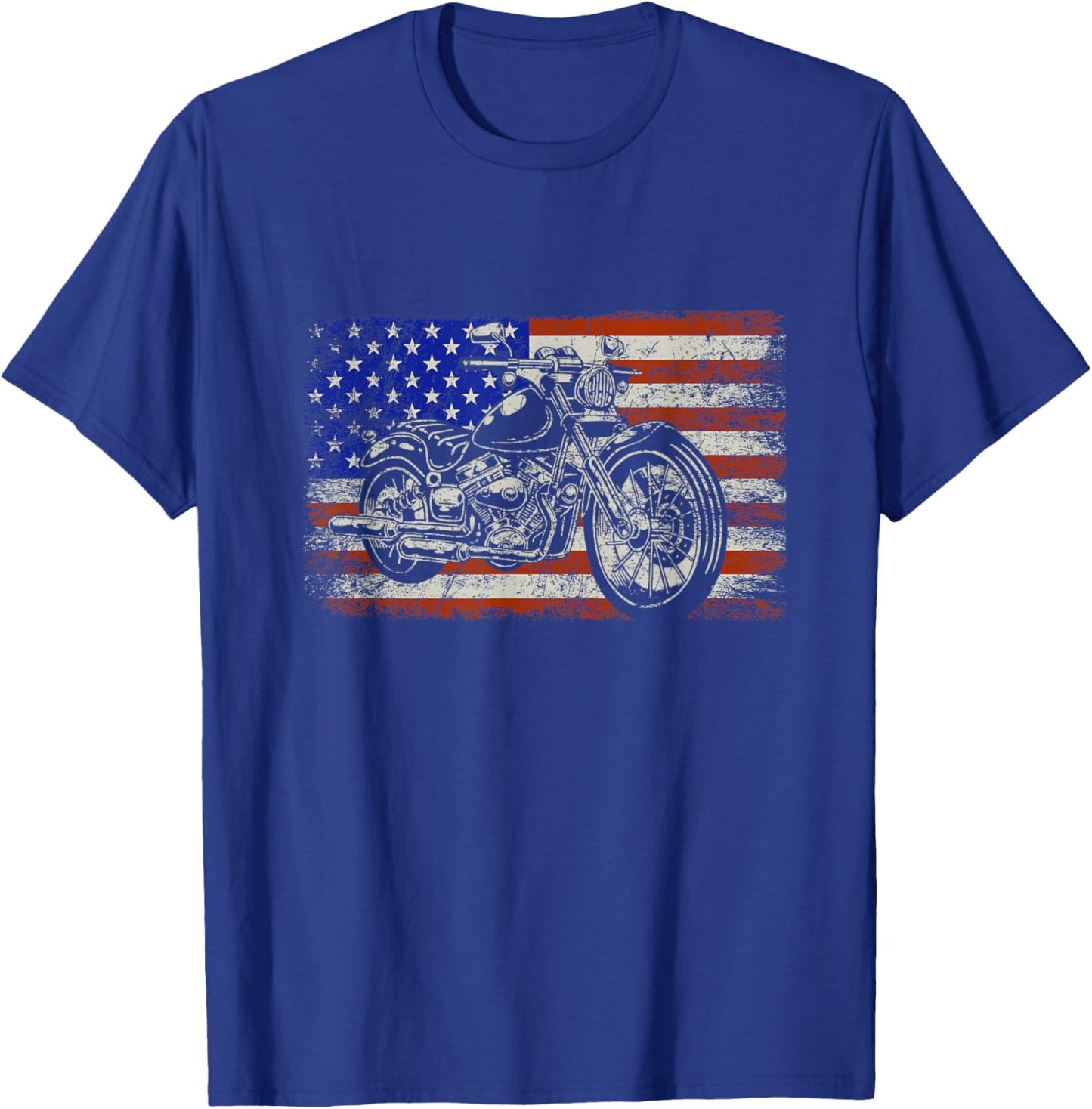 USA Flag American Pride Motorcycle Riding Biking Gift Biker T-Shirt - T-Shirt | Royal