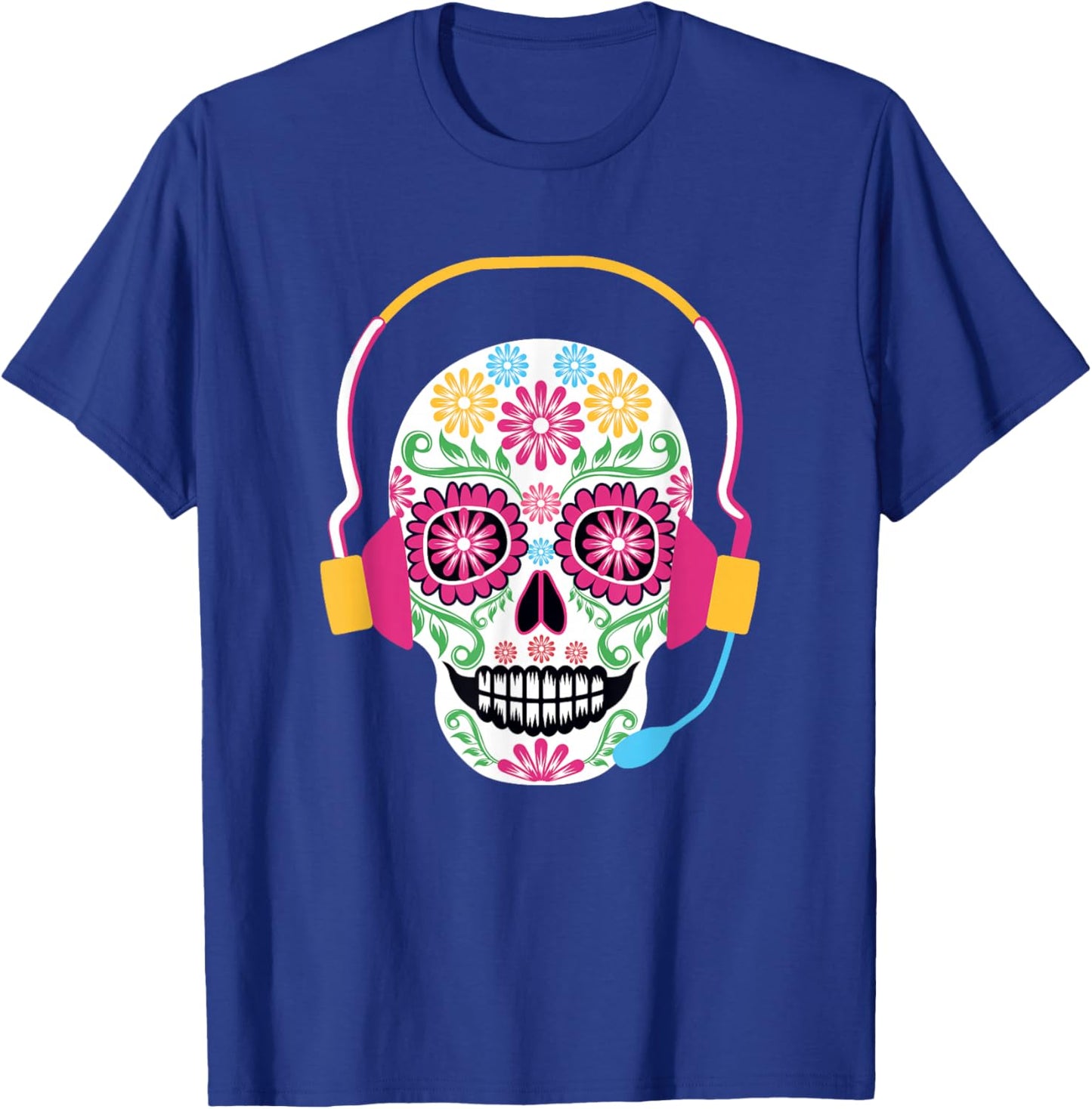 Sugar Skull Headset Day Of The Dead - 911 Dispatcher T-Shirt - T-Shirt | Royal