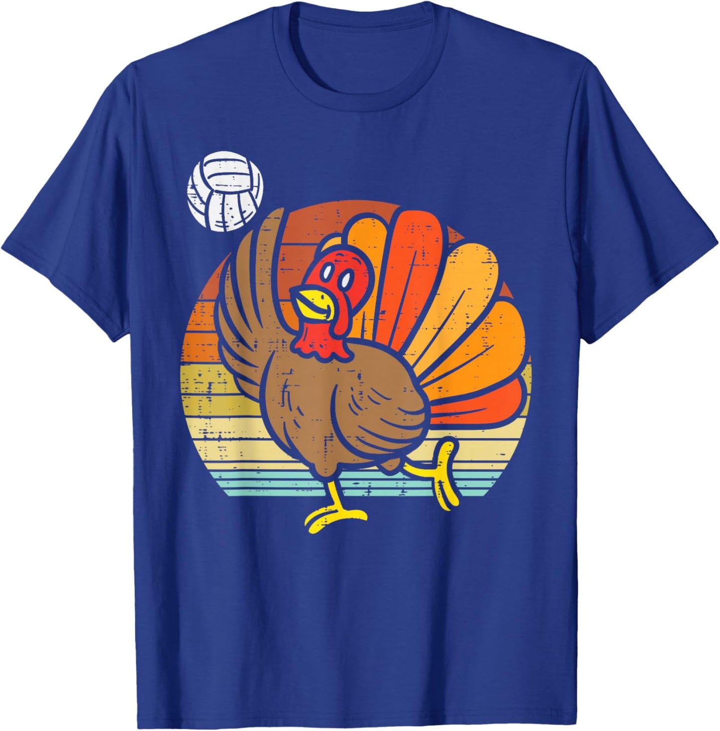 Turkey Volleyball Retro Thanksgiving Sports Girls Women Boys T-Shirt - T-Shirt | Royal