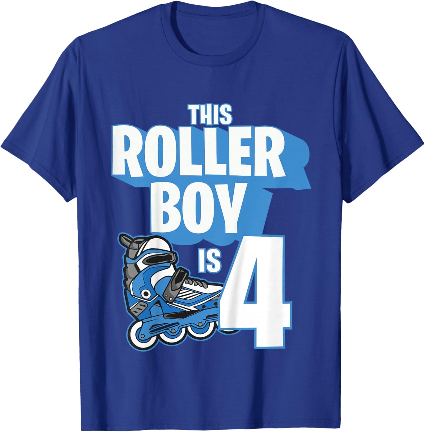 4 Year Old Birthday Rollerblading Skating Blue Kids Boy 4th T-Shirt - T-Shirt | Royal