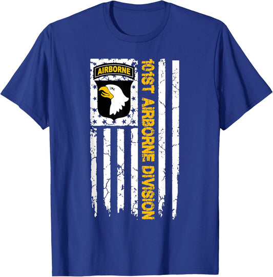 101st Airborne Division US Flag T-Shirt - T-Shirt | Royal