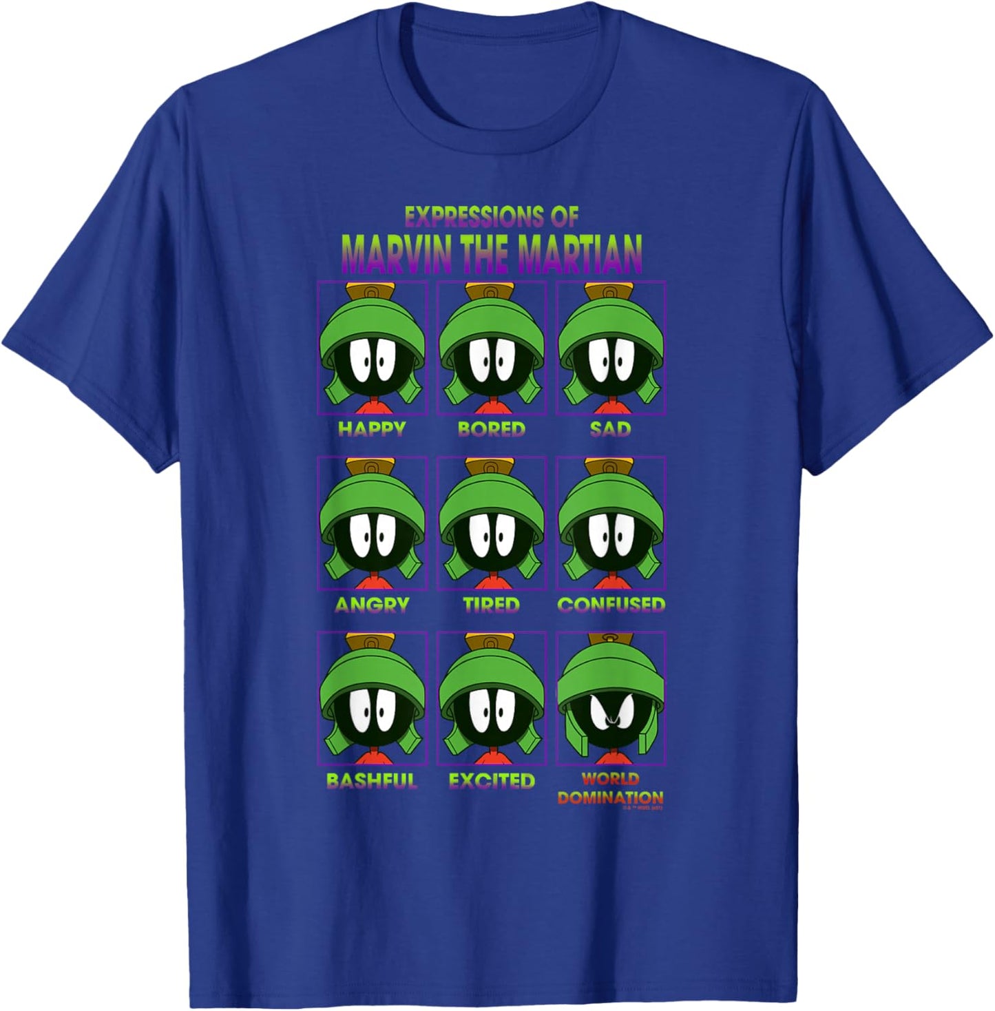 Looney Tunes Expressions of Marvin The Martian Poster Small T-Shirt - T-Shirt | Royal