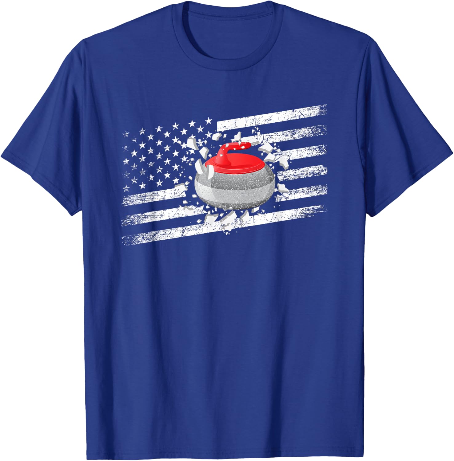 Curling Player Winter Sports Graphic Design - Curling T-Shirt - T-Shirt | Royal