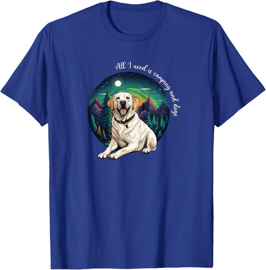 & All I Need Is Camping & Yellow Lab Dog Lover T-Shirt - T-Shirt | Royal