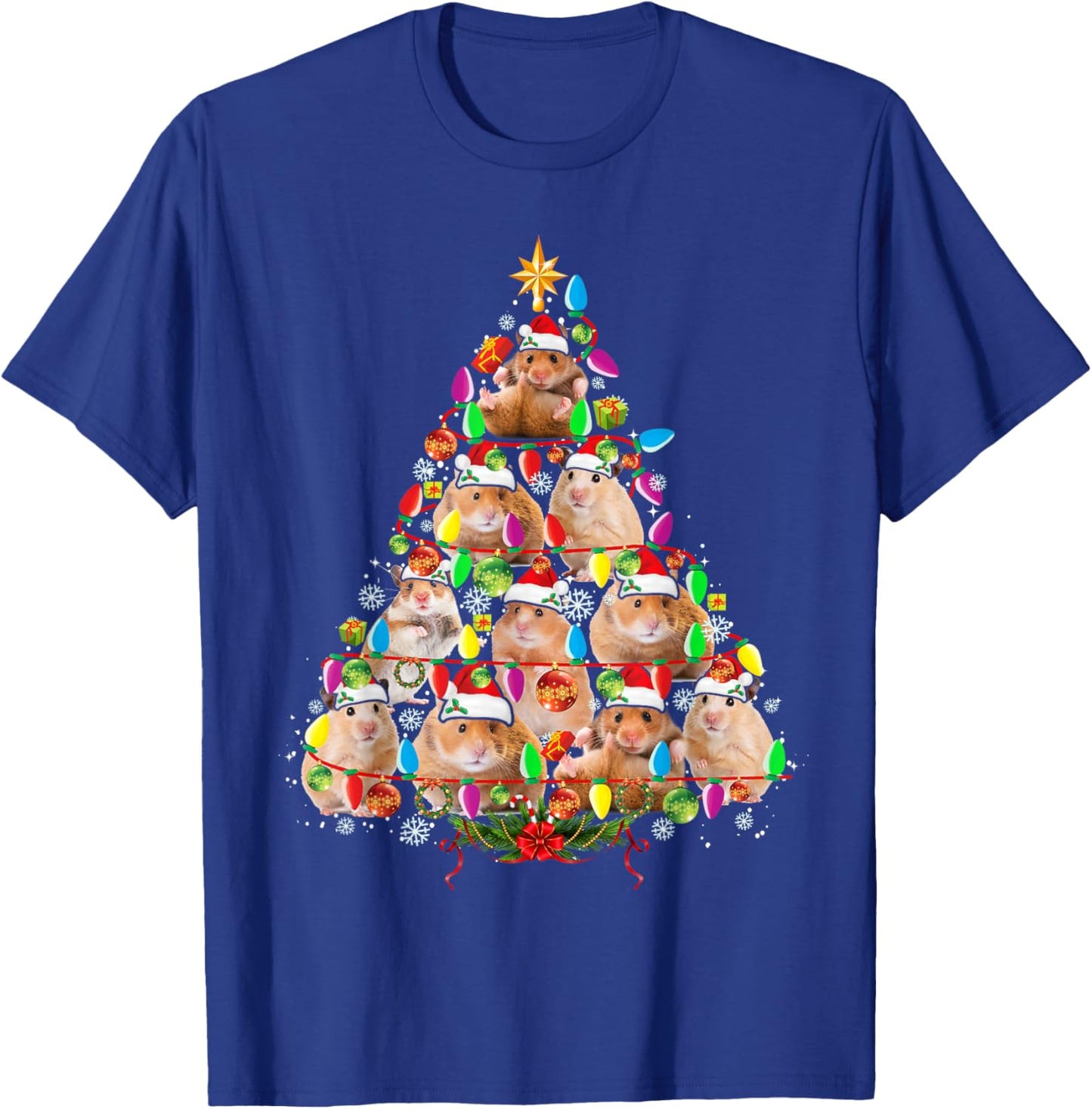 Hamsters Christmas Tree Santa Hamsters Christmas Lights T-Shirt - T-Shirt | Royal