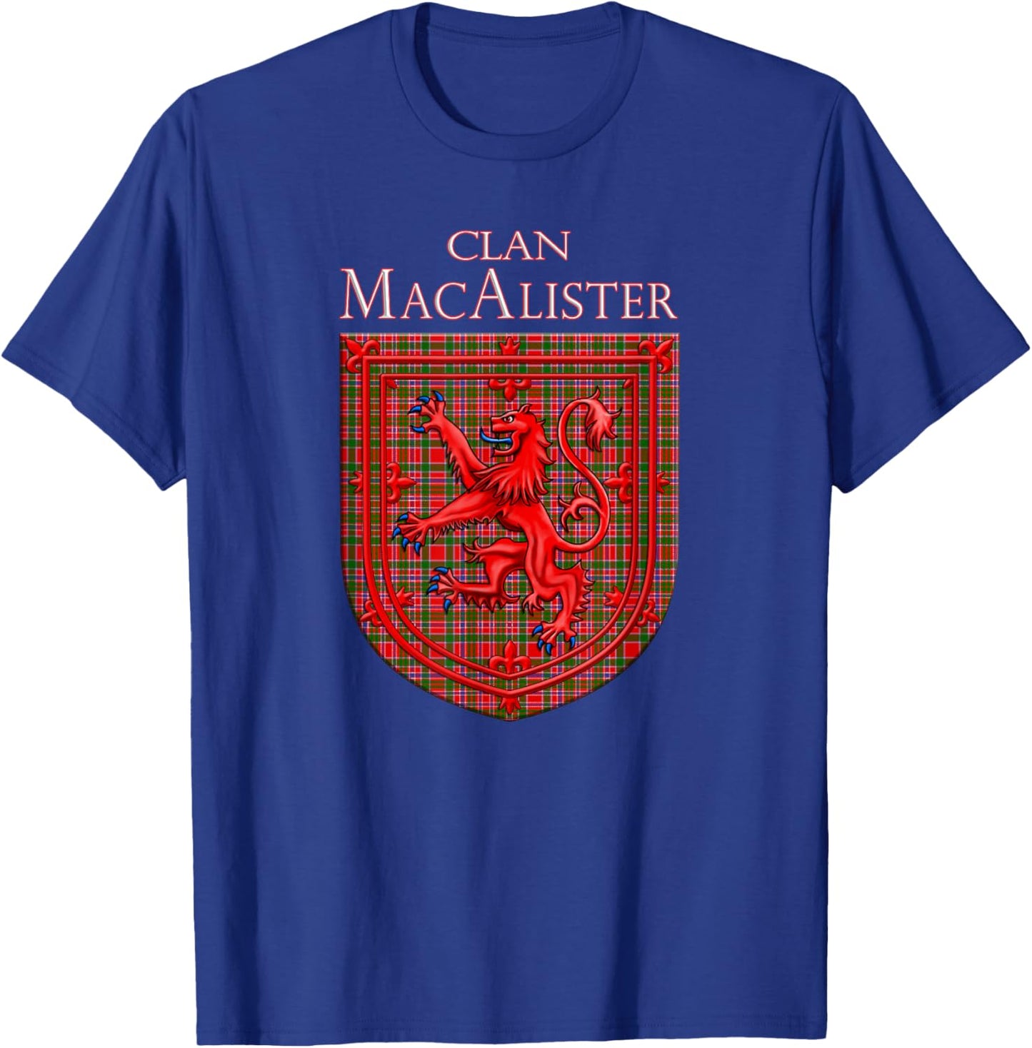 MacAlister Tartan Scottish Plaid Lion Rampant T-Shirt - T-Shirt | Royal