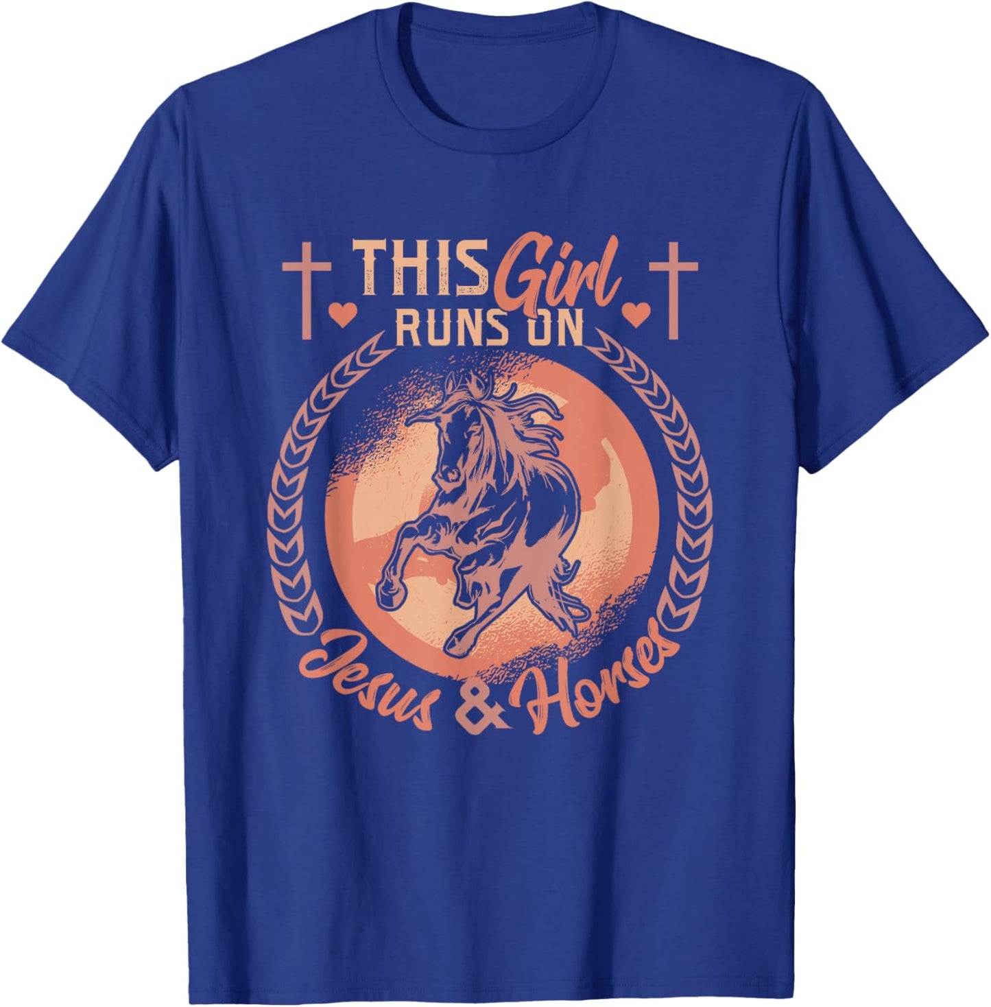 This Girl Runs On Jesus And Horses Jesus And Horses T-Shirt - T-Shirt | Royal