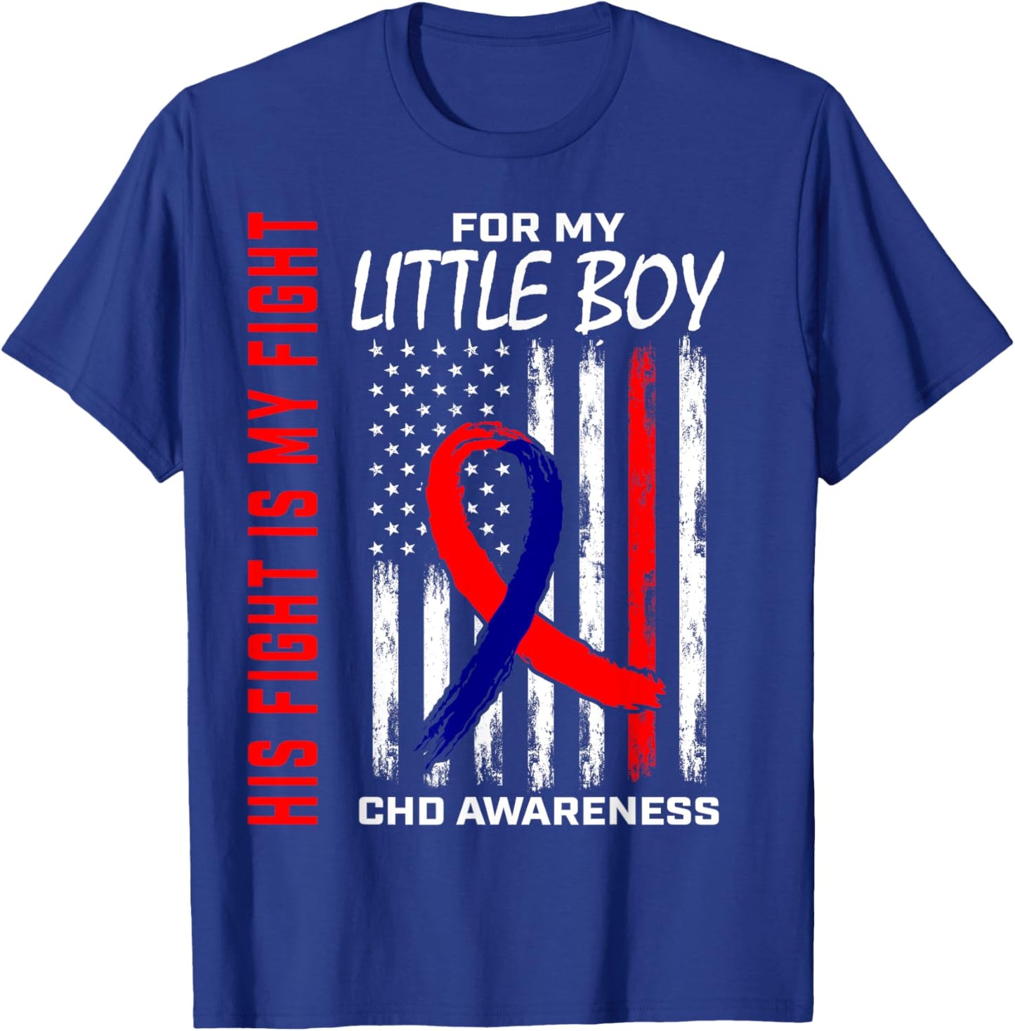 Congenital Heart Defect CHD Awareness Son Little Boy Flag T-Shirt - T-Shirt | Royal