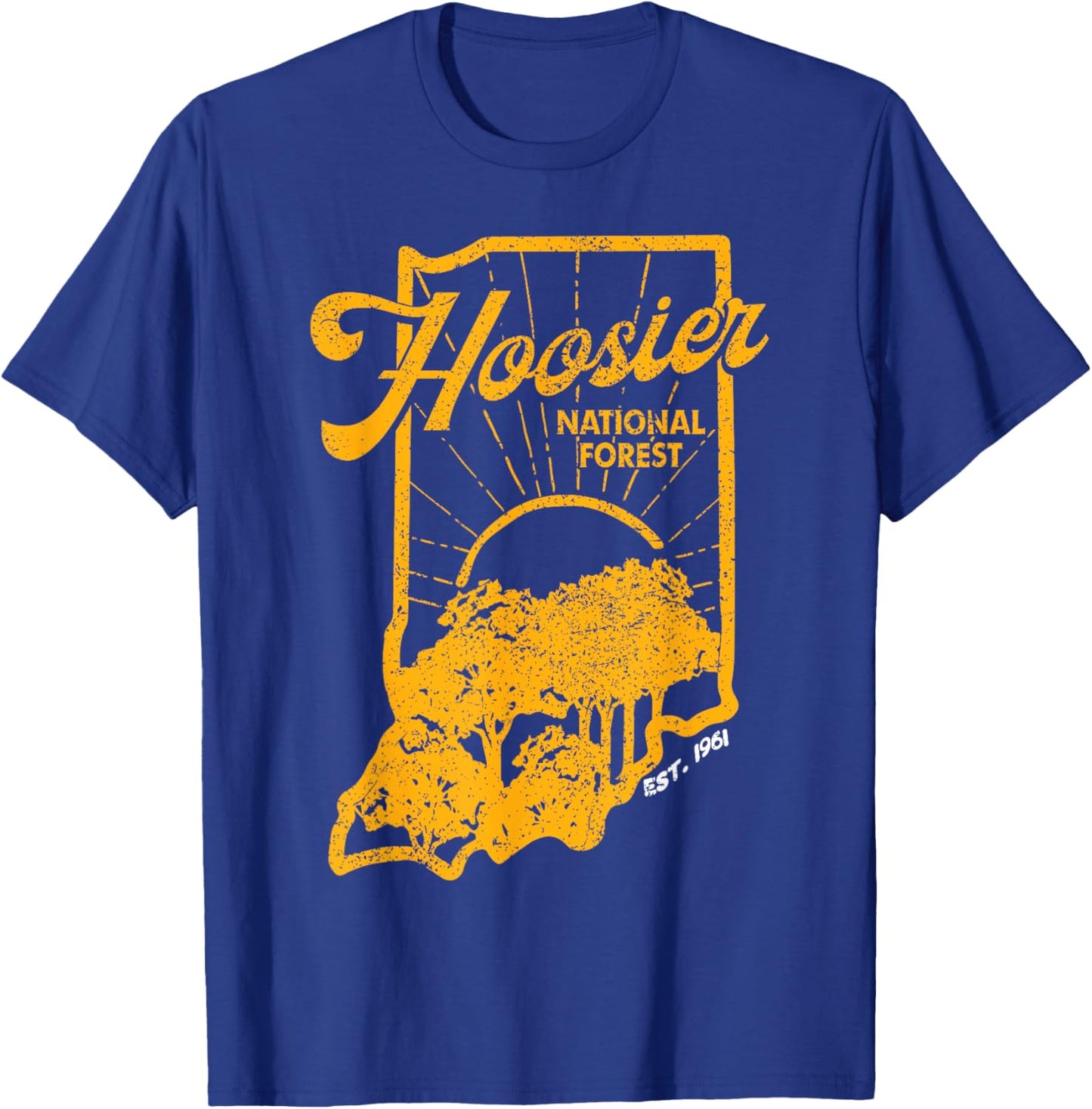 Indiana State Hoosier National Forest Retro Vintage T-Shirt - T-Shirt | Royal