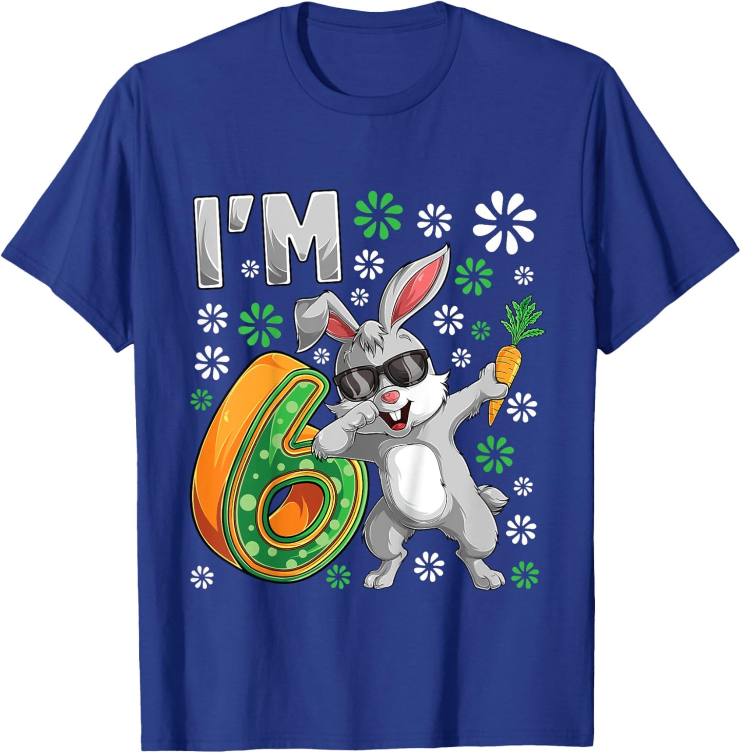 6 Year Old Bunny 6th Birthday Party Dabbing Bunny Lover T-Shirt - T-Shirt | Royal