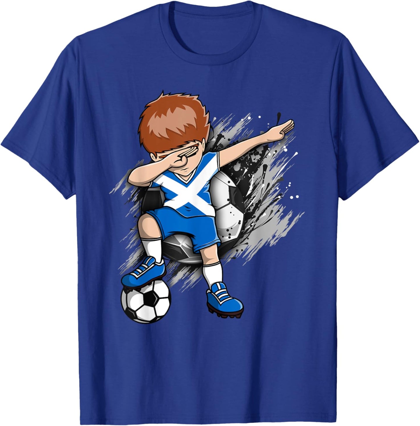 Dabbing Soccer Boy - Scotland Jersey Scottish Football Fans T-Shirt - T-Shirt | Royal