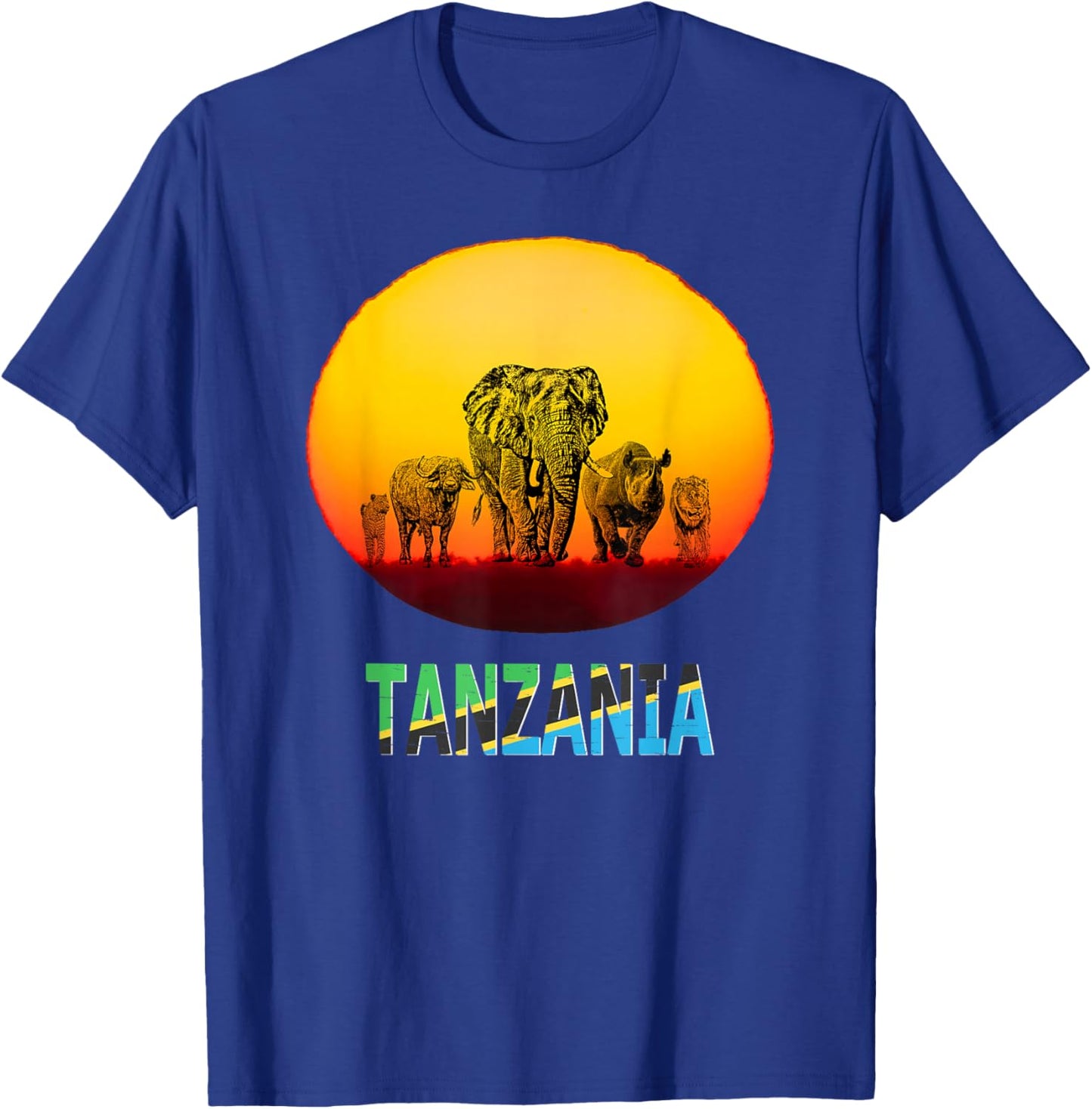 Big Five at Sunset Tanzania Pride T-Shirt - T-Shirt | Royal